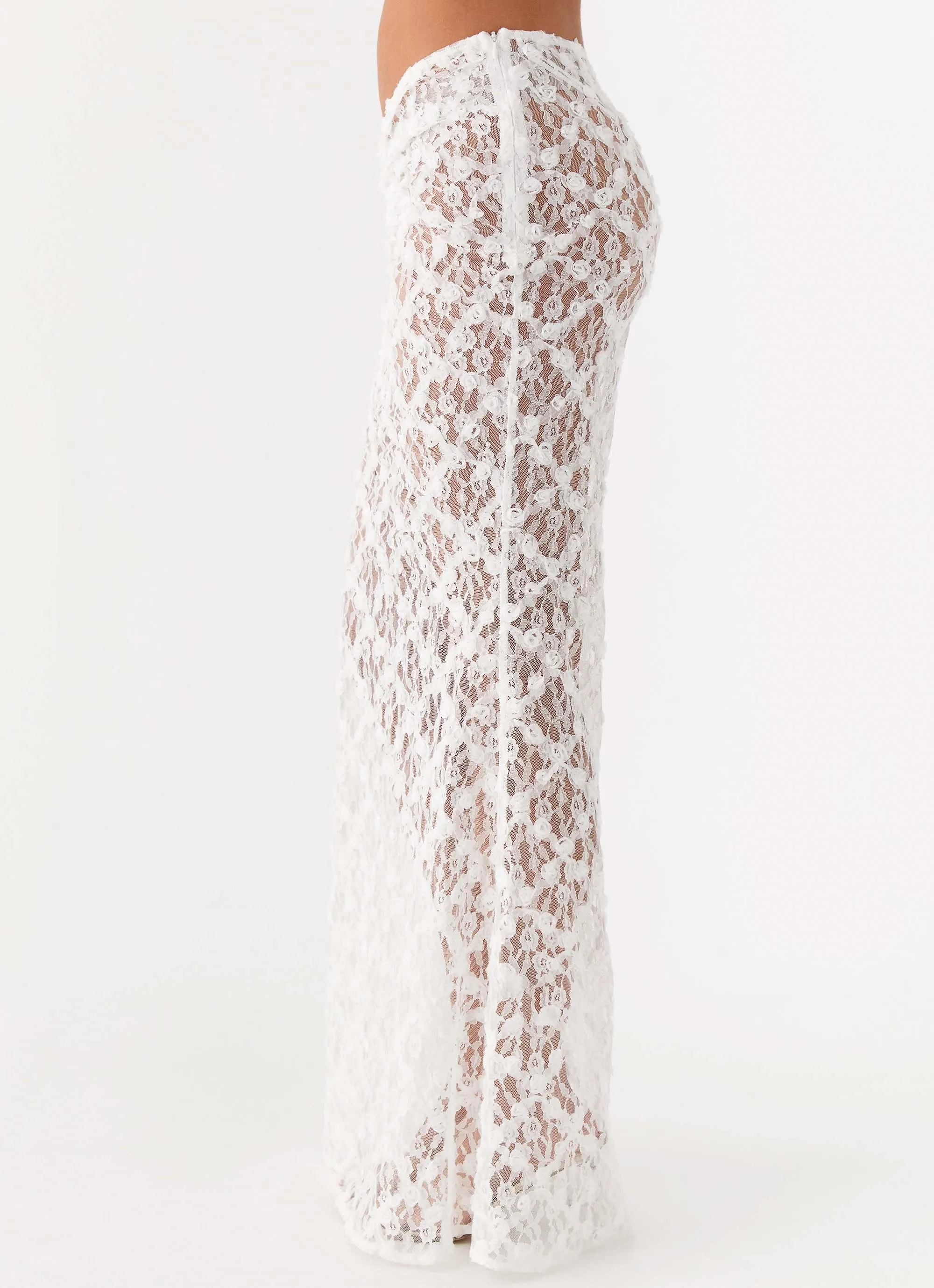 Timeless Piece High Shine Botanical Dream Maxi Skirt - White