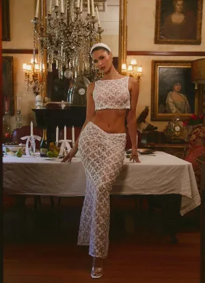 Media Feature Botanical Dream Maxi Skirt - White