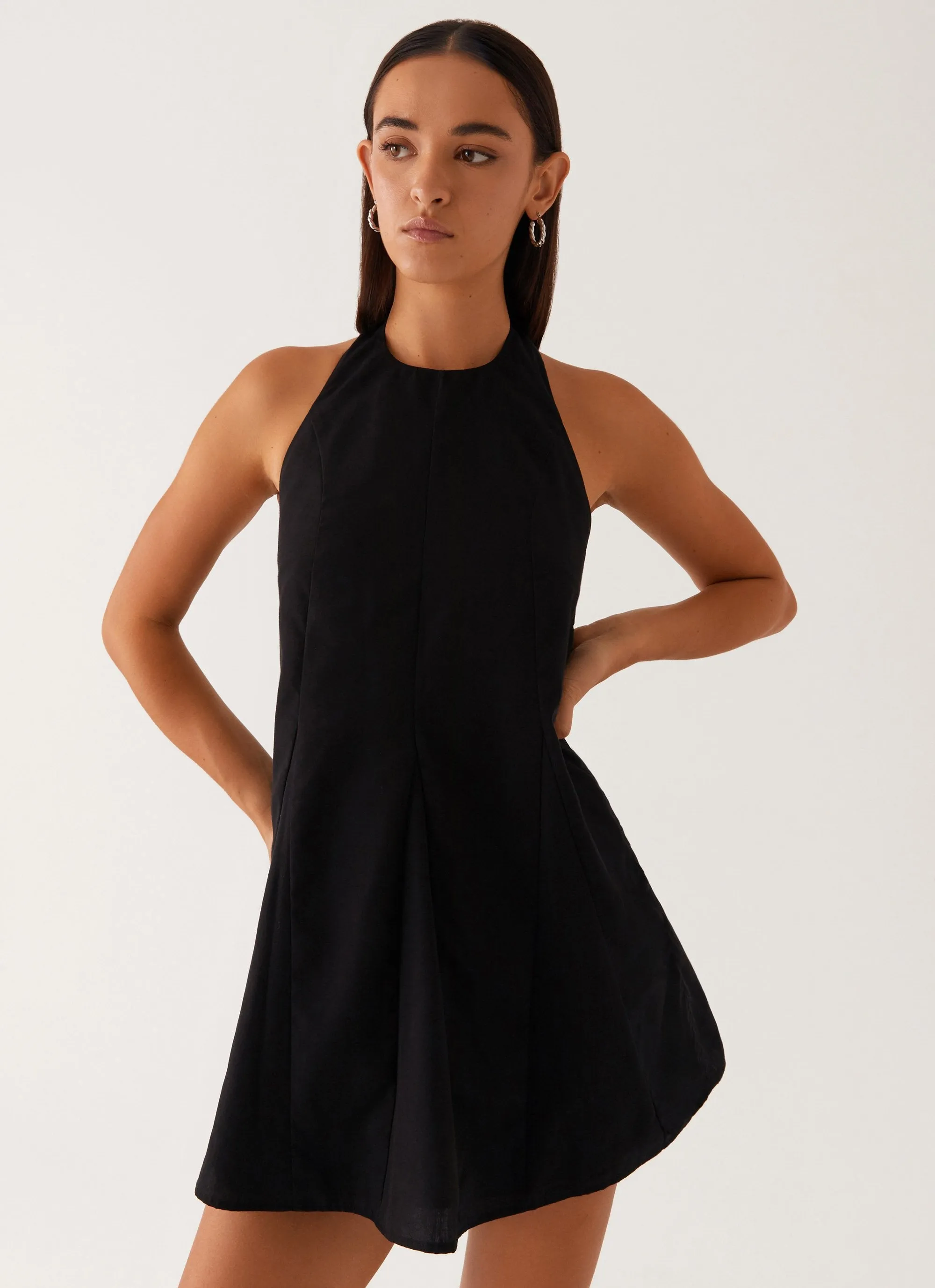 Avalon Halterneck Mini Dress - Black Loose Comfort Seasonal Fashion