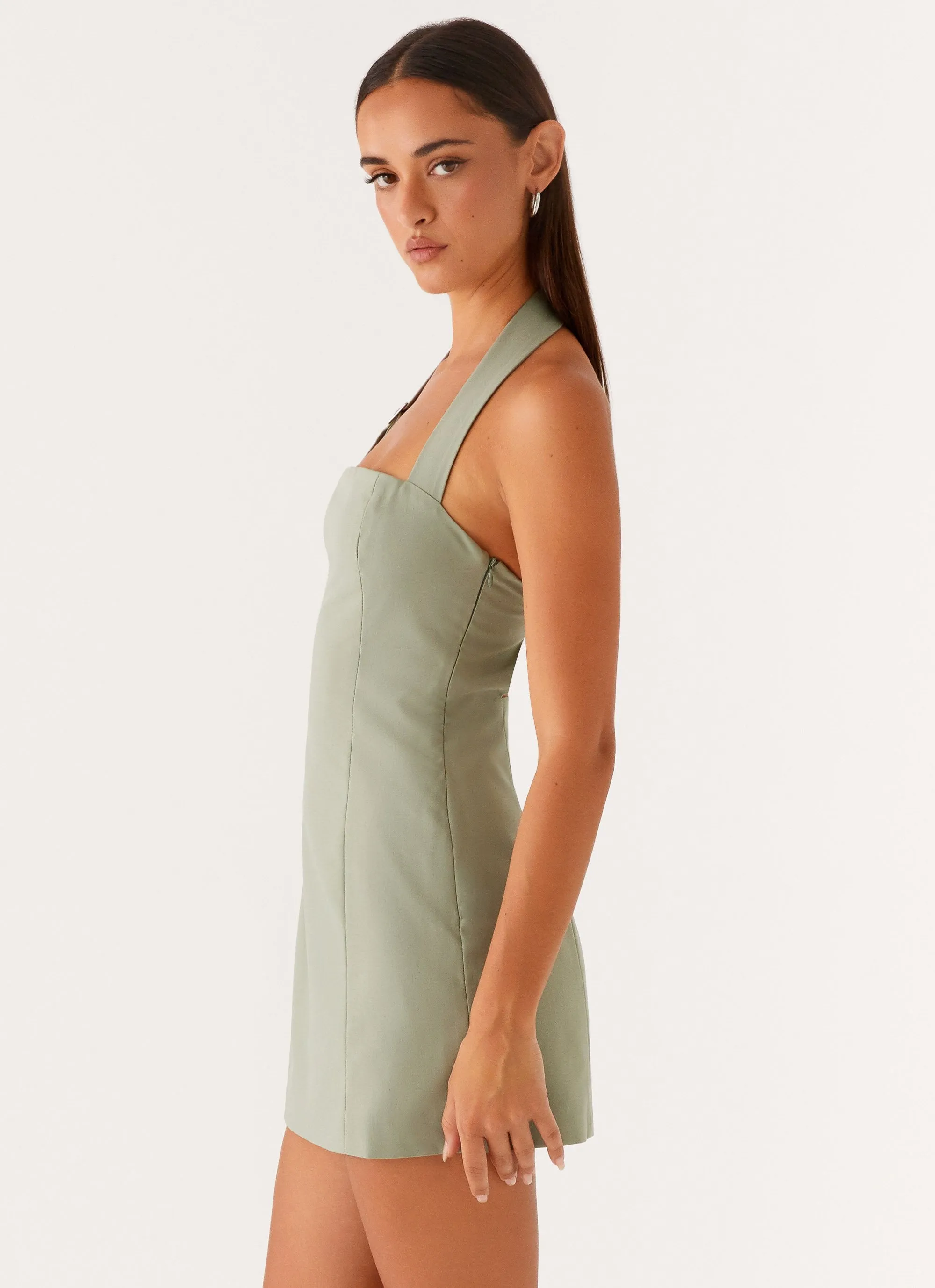 Bianca Halter Dress - Sage Easy Care Material