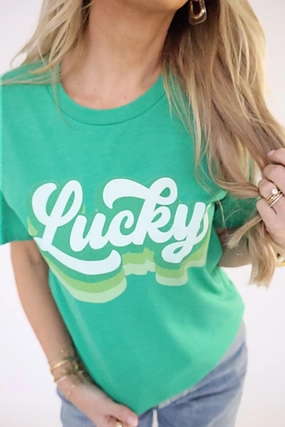 Bound Seam Finish Lucky Retro Graphic Tee (final sale) Comfy Style FadeResistantTechnology Lucky Retro Graphic Tee (final sale)