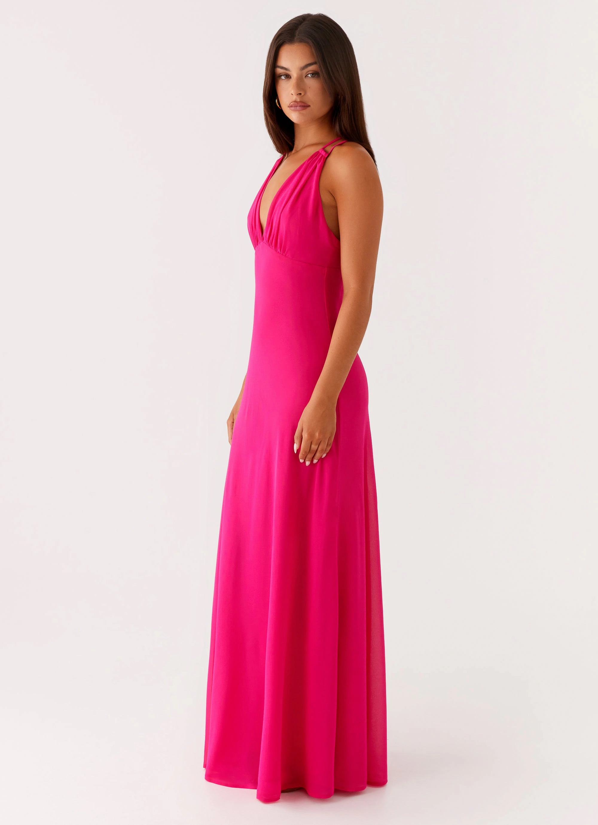 Adjustable Straps Kacia Maxi Dress - Fuchsia