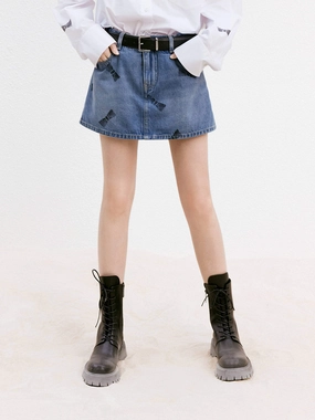 Bowknot Pattern Denim Skort
