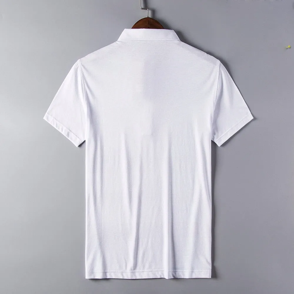 BRADFORD Design Collection Men's Fashion White Yellow Black Luxury Style Plaid Designer Polo Shirt