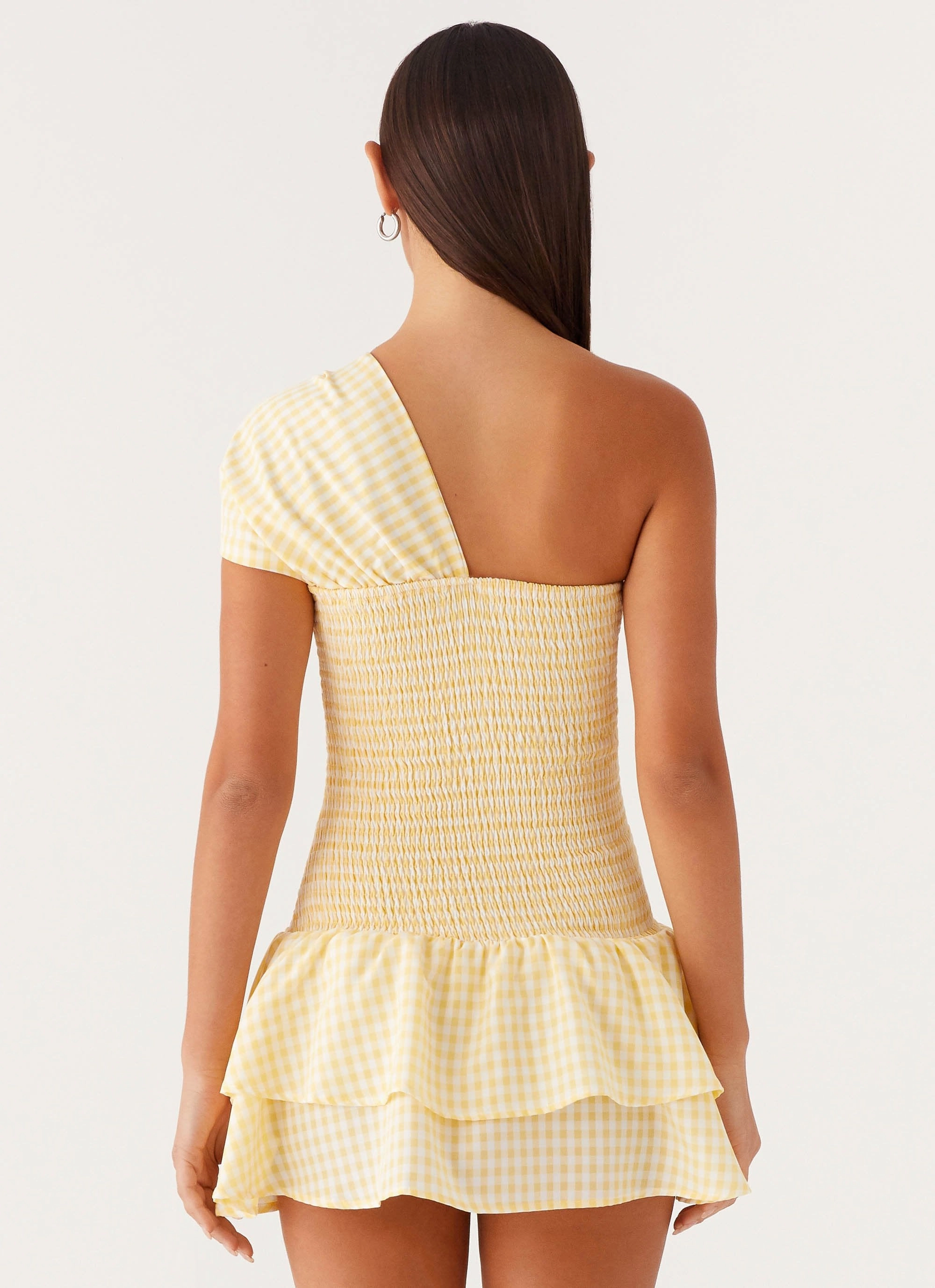 Trendy Everyday Brandy Mini Dress - Yellow Gingham