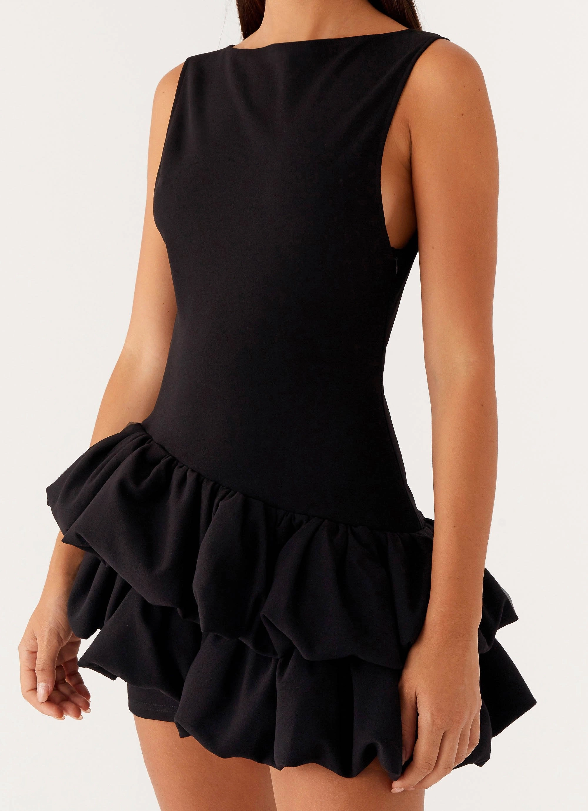 Metallic-Shine Break Free Mini Dress - Black