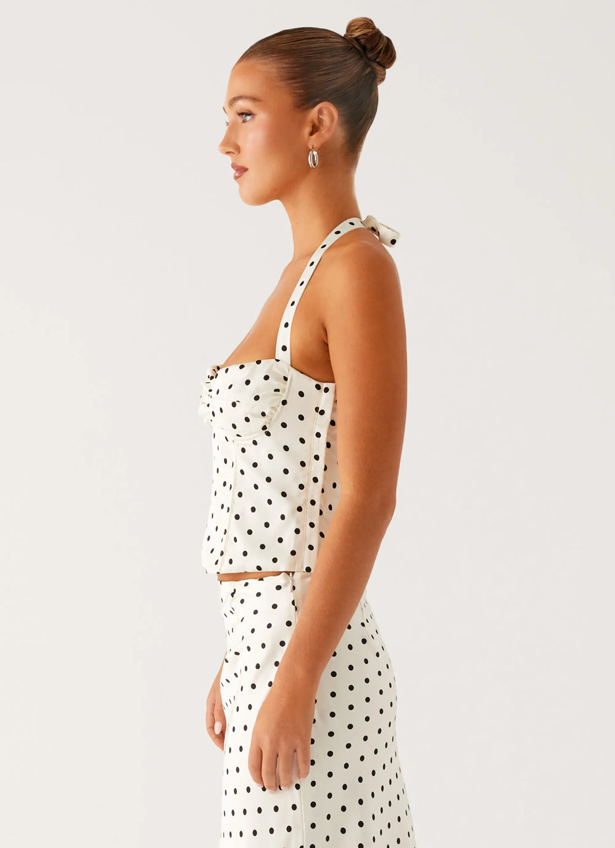 BondedHemline Layered Hem Reinforcement Breanne Top - White Polka Dot
