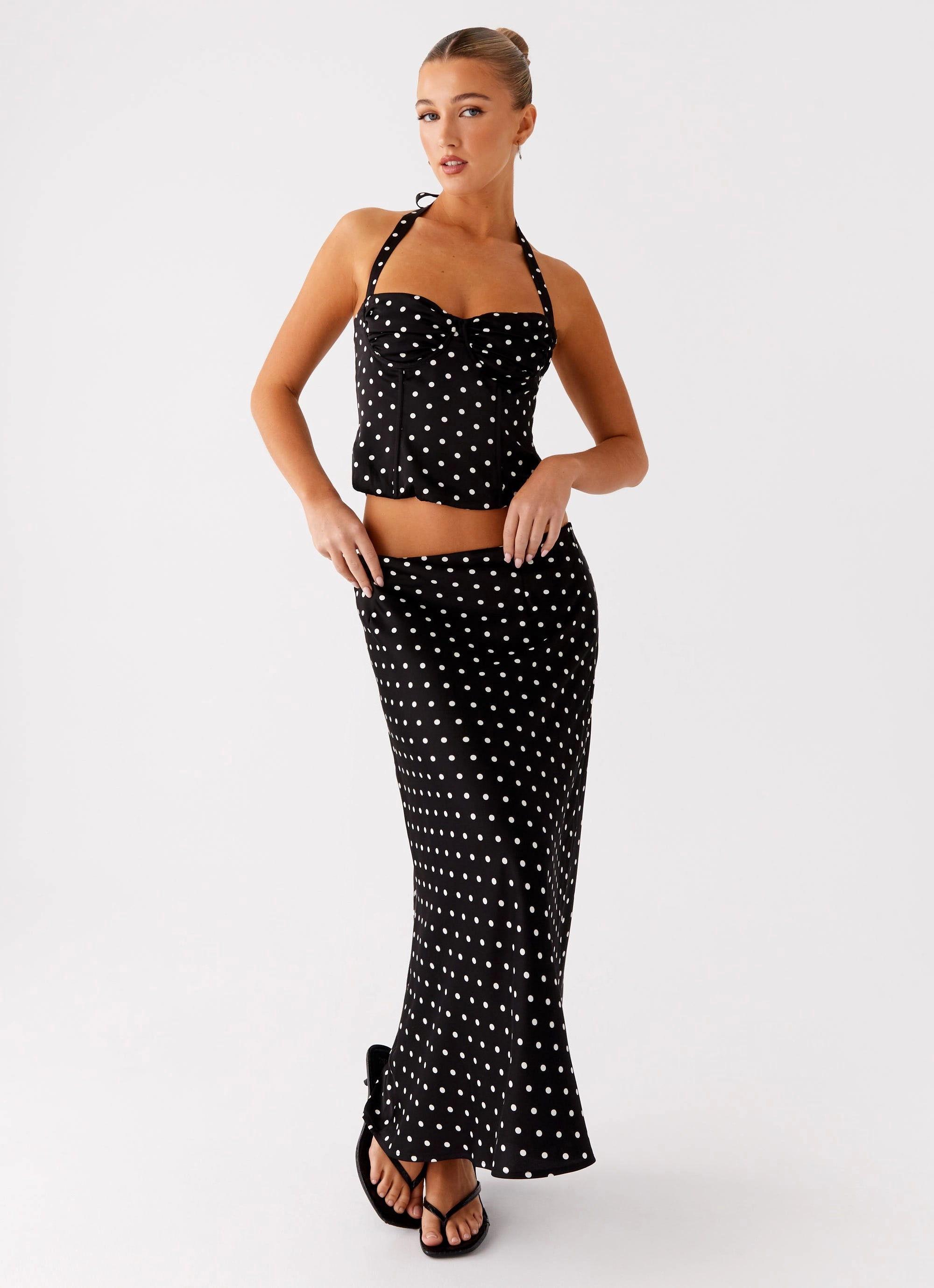 Breanne Top - Black Polka Dot Cooling Technology Reinforced Seam Technique