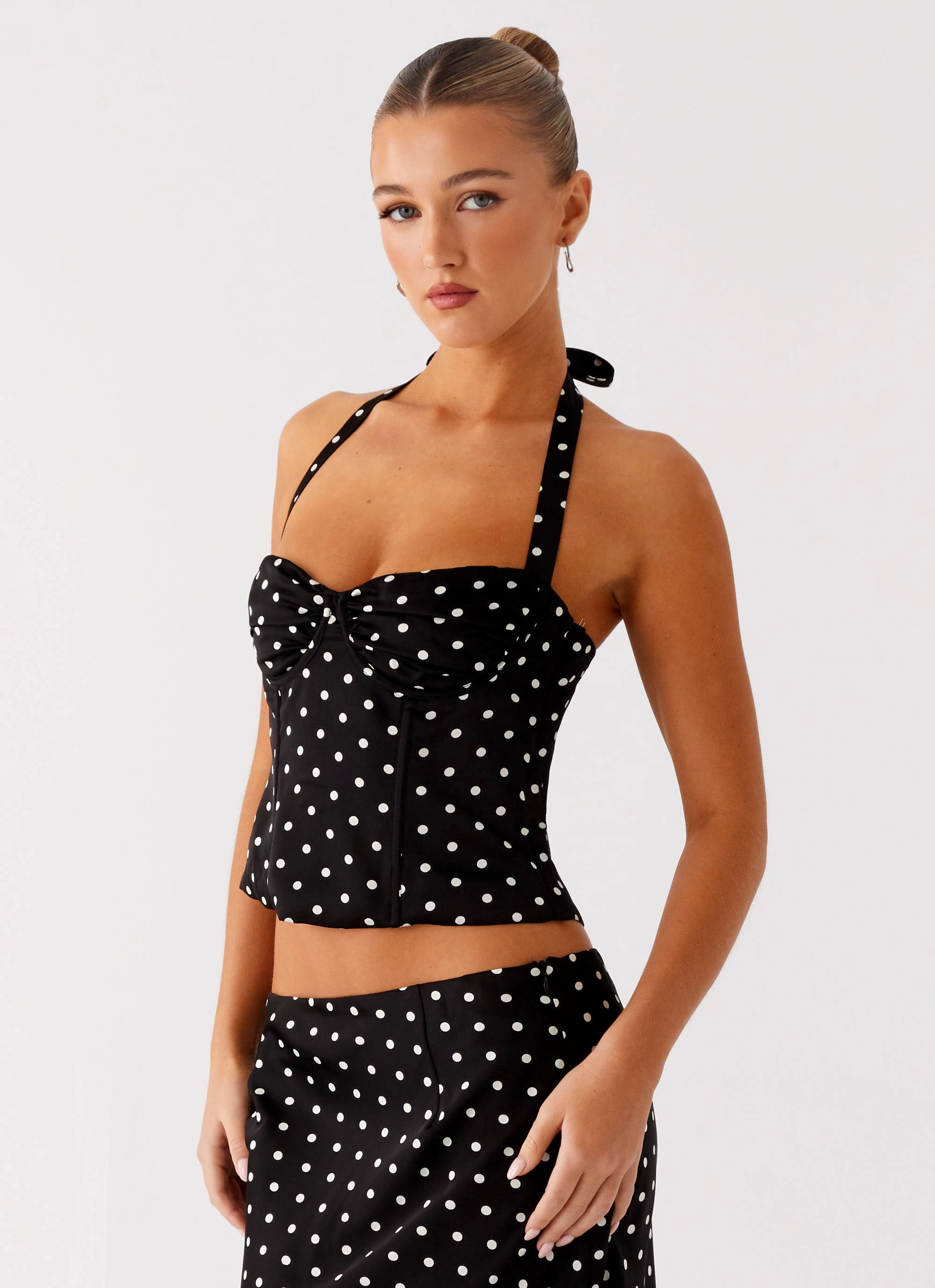MultiPocket Design Tear Resistant Weave Breanne Top - Black Polka Dot