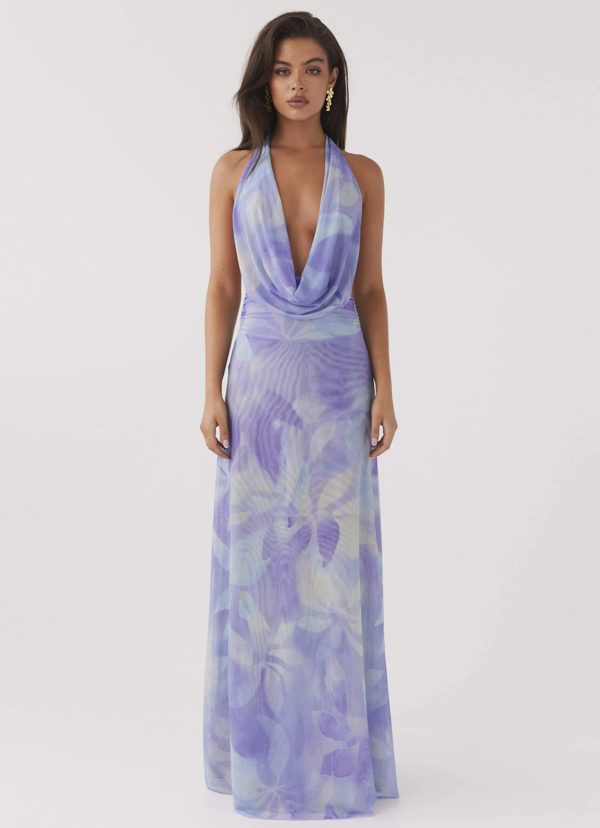 Elysia Mesh Maxi Dress - Purple Rain Reinforced Seams Odorless Binding Tape