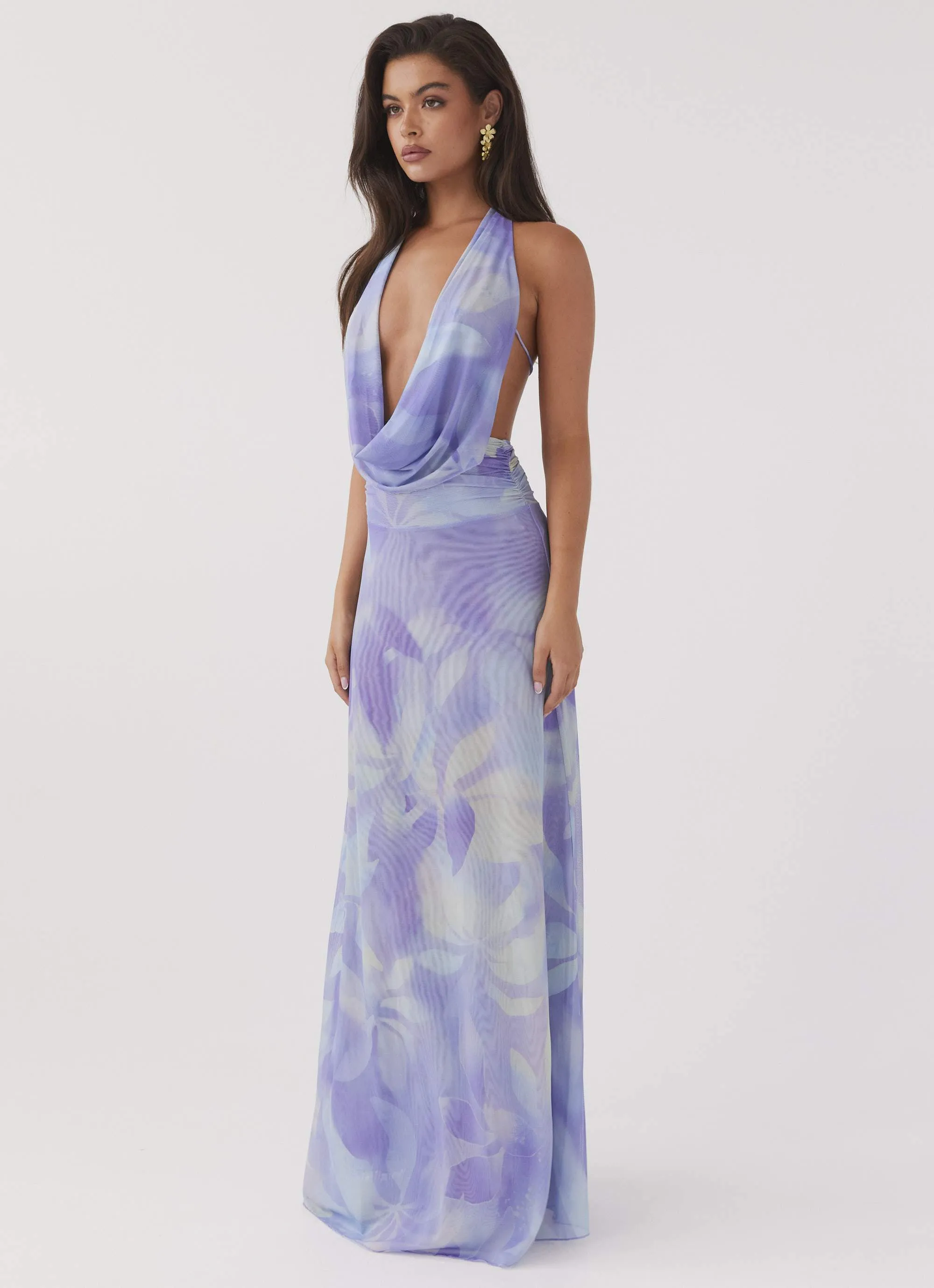 Elysia Mesh Maxi Dress - Purple Rain Cultural Inspired Athleisure Wear