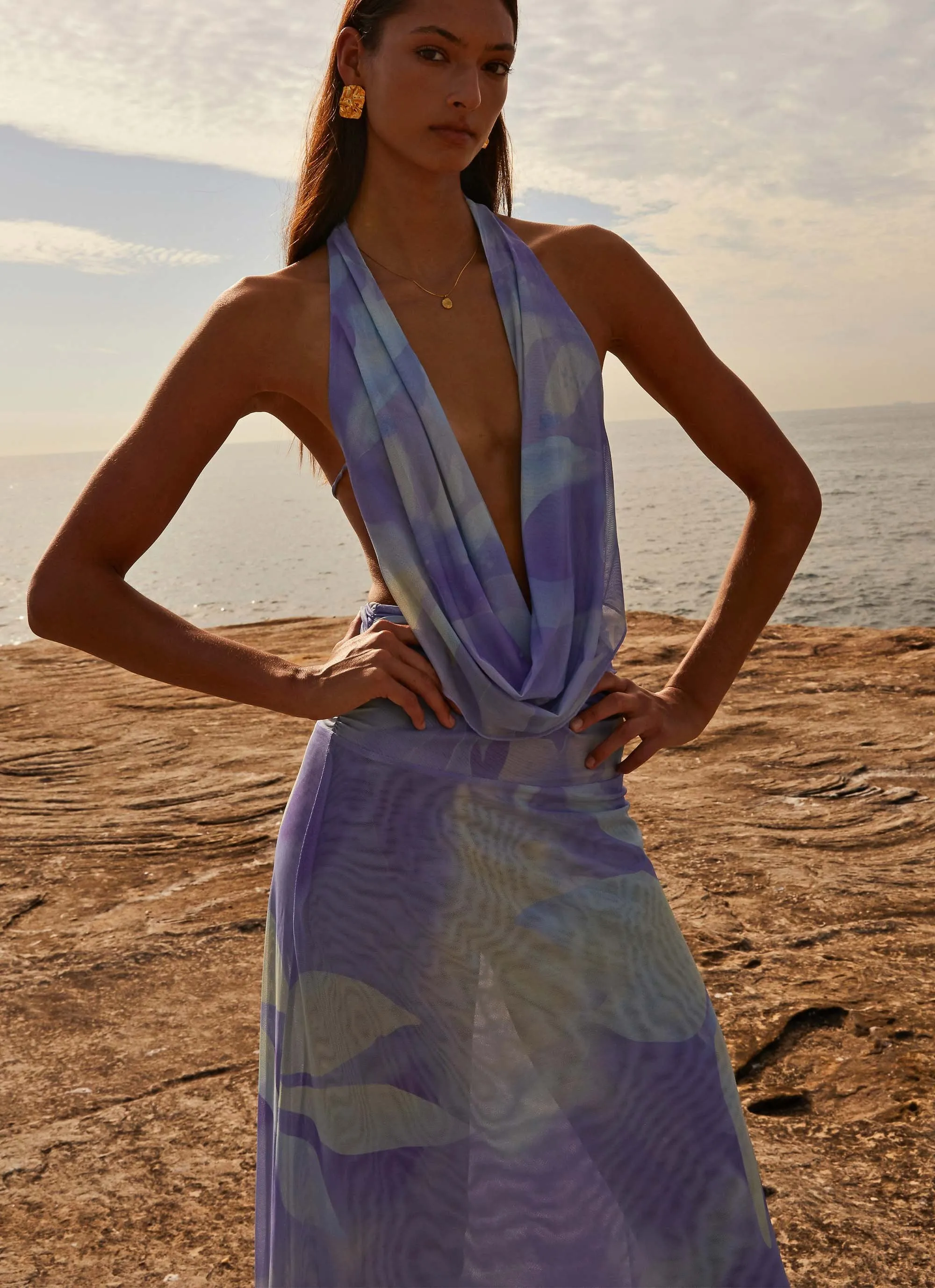 Elysia Mesh Maxi Dress - Purple Rain Classic Appeal Thermoregulating Fabric