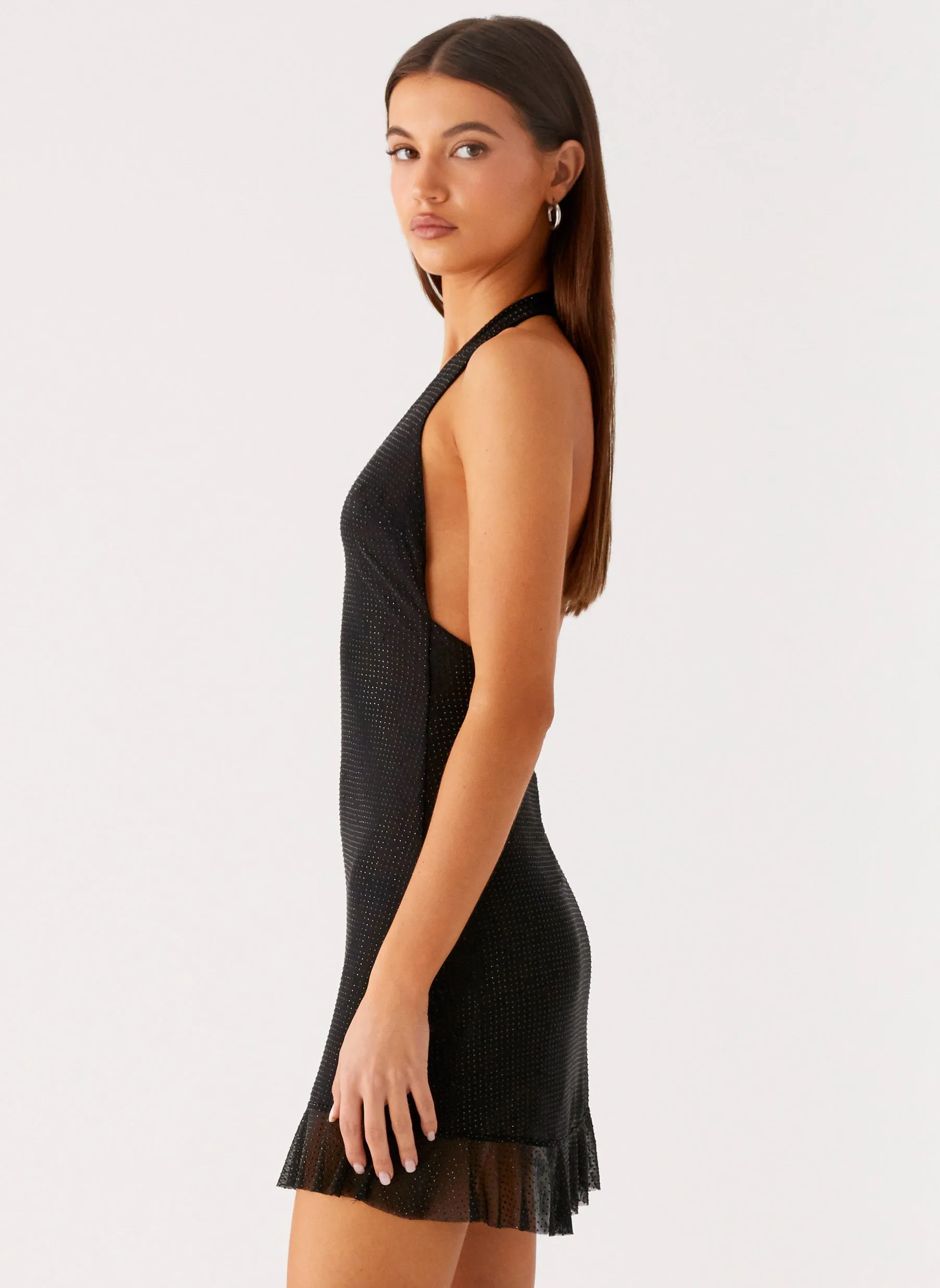 Tall friendly Odrella Sequin Mini Dress - Black