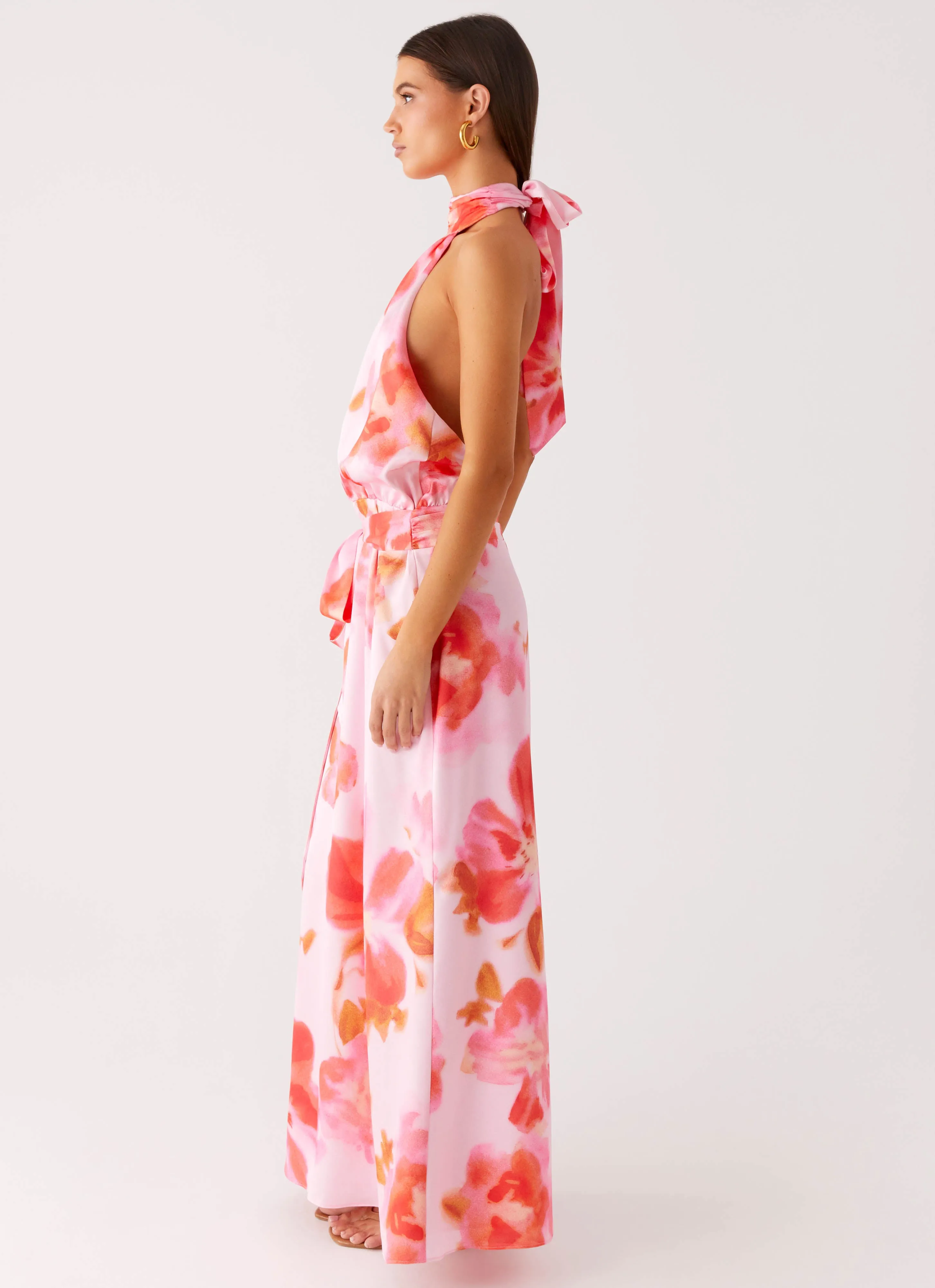 Diablo Backless Maxi Dress - Blushing Blossom Reinforced Elbow Patches Cocktail Party