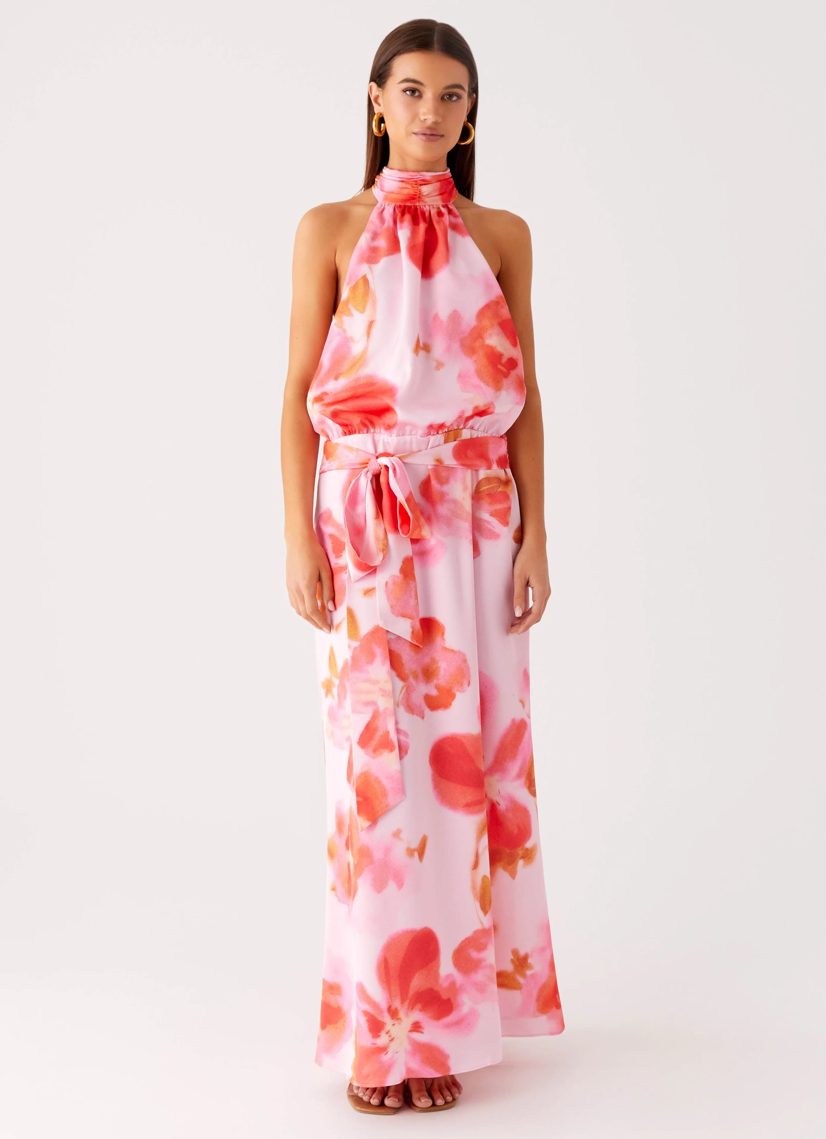 Diablo Backless Maxi Dress - Blushing Blossom Comfortable Fabric Morning Comfort