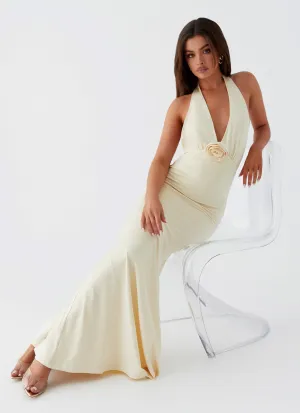 Breathable Vibes Eliza Rose Maxi Dress - Yellow Shimmer Effect Eliza Rose Maxi Dress - Yellow