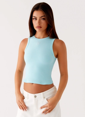 Breathable Cotton Blend Veda Tank Top - Turquoise Veda Tank Top - Turquoise WaffleWeave