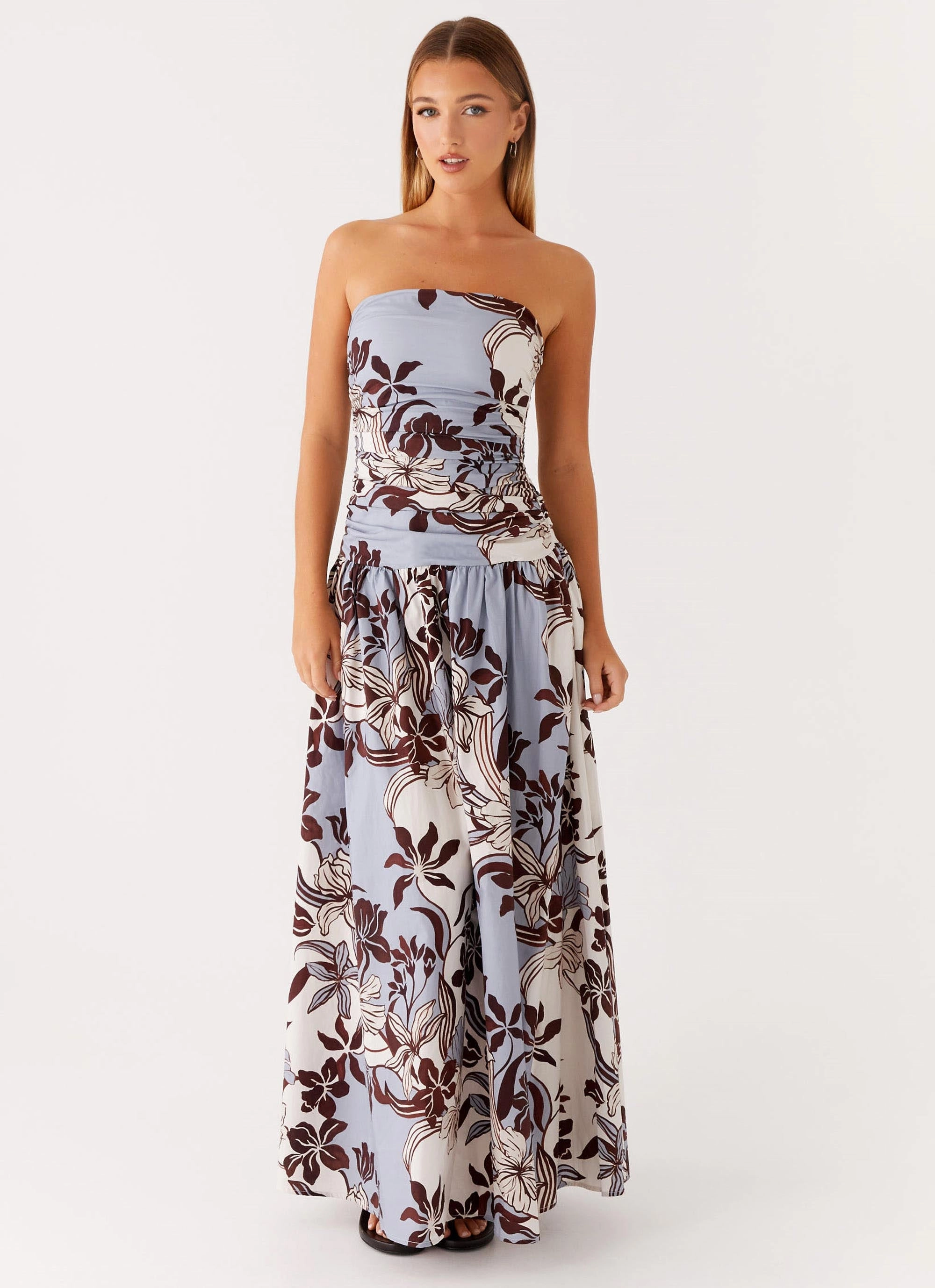 Fresh Look Calm Tone Carmel Maxi Dress - Bluewood Blossom