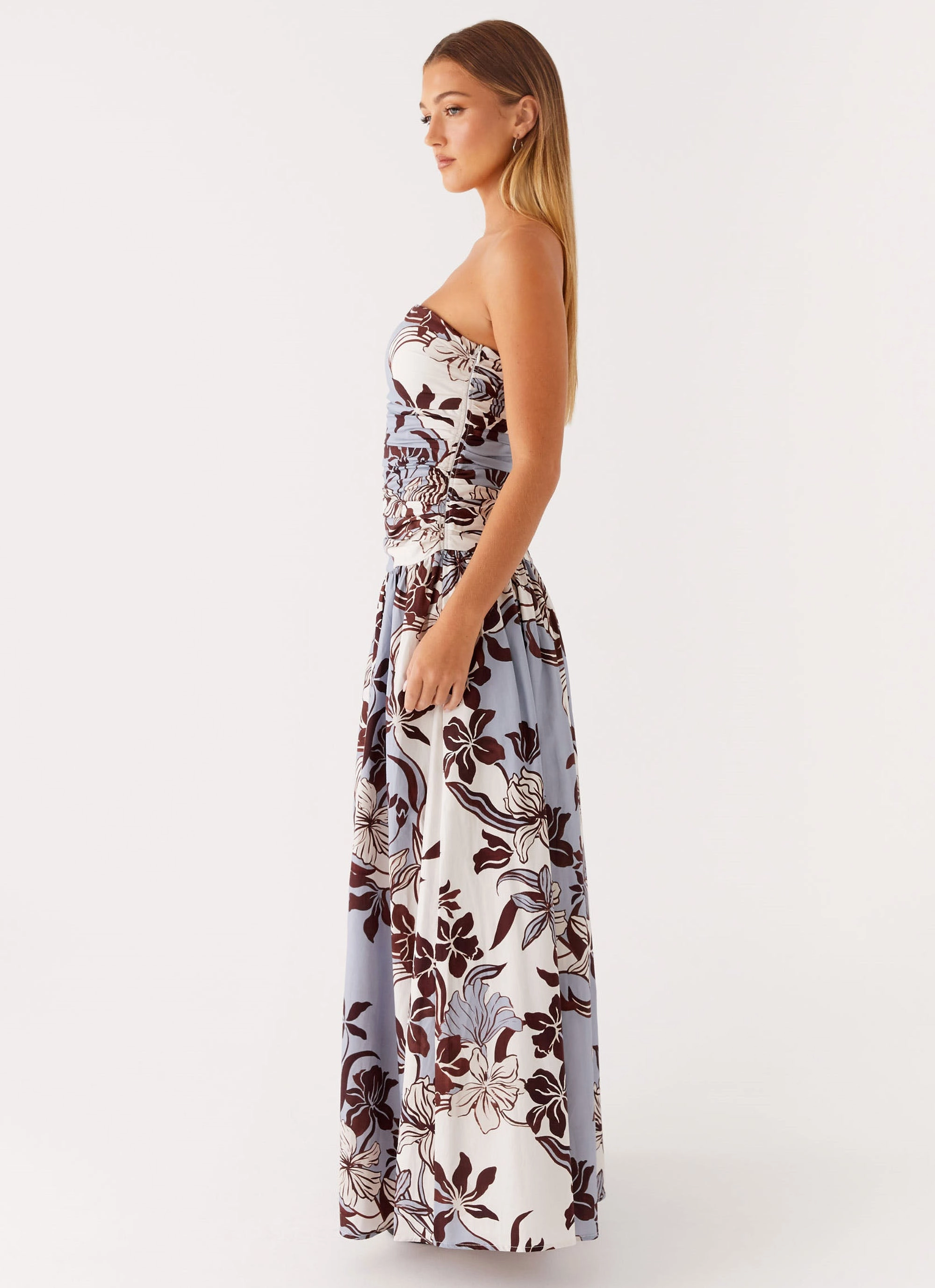 Carmel Maxi Dress - Bluewood Blossom Elegant Finish