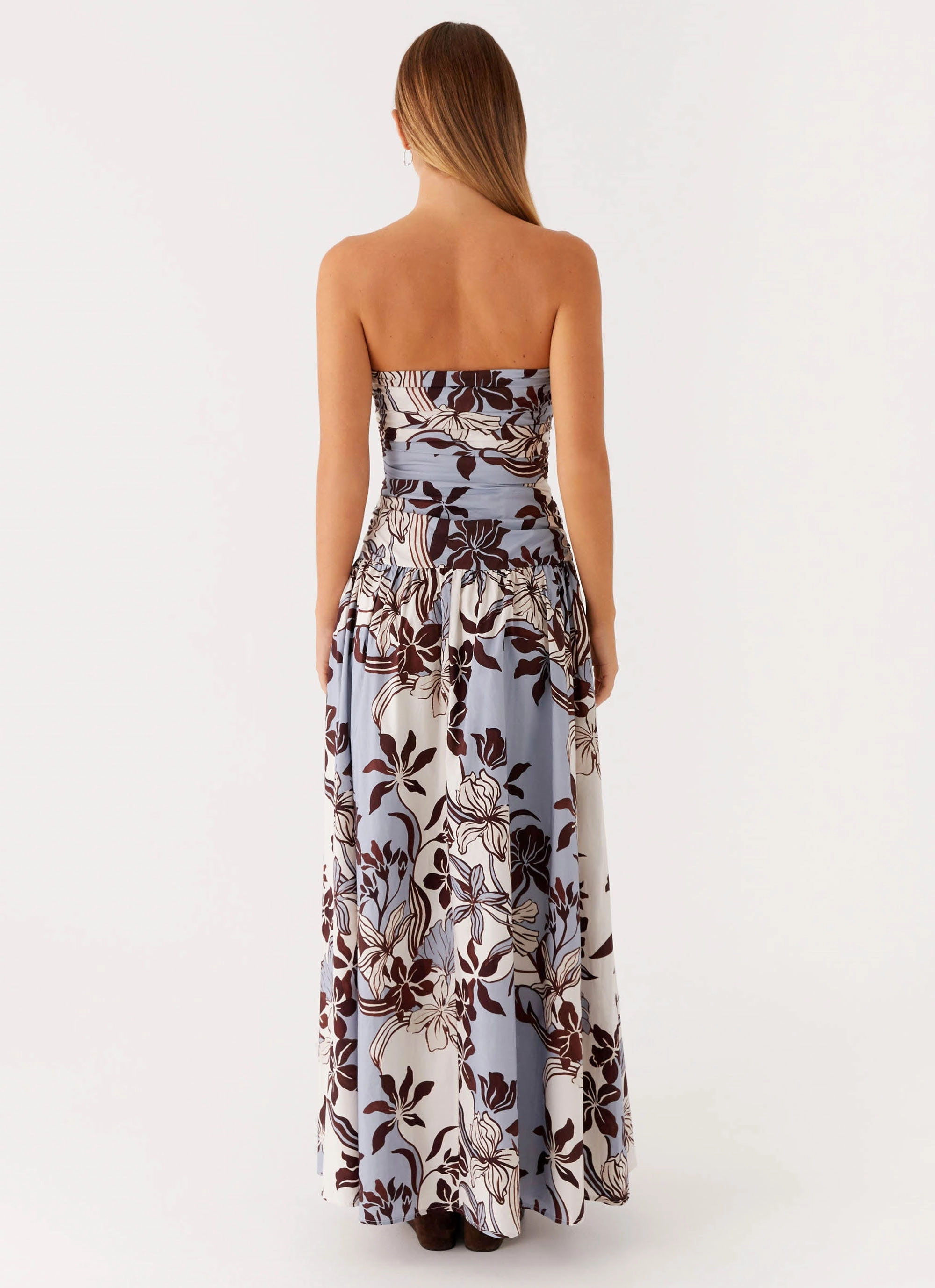Carmel Maxi Dress - Bluewood Blossom Chilly Comfort Perfect for Layering