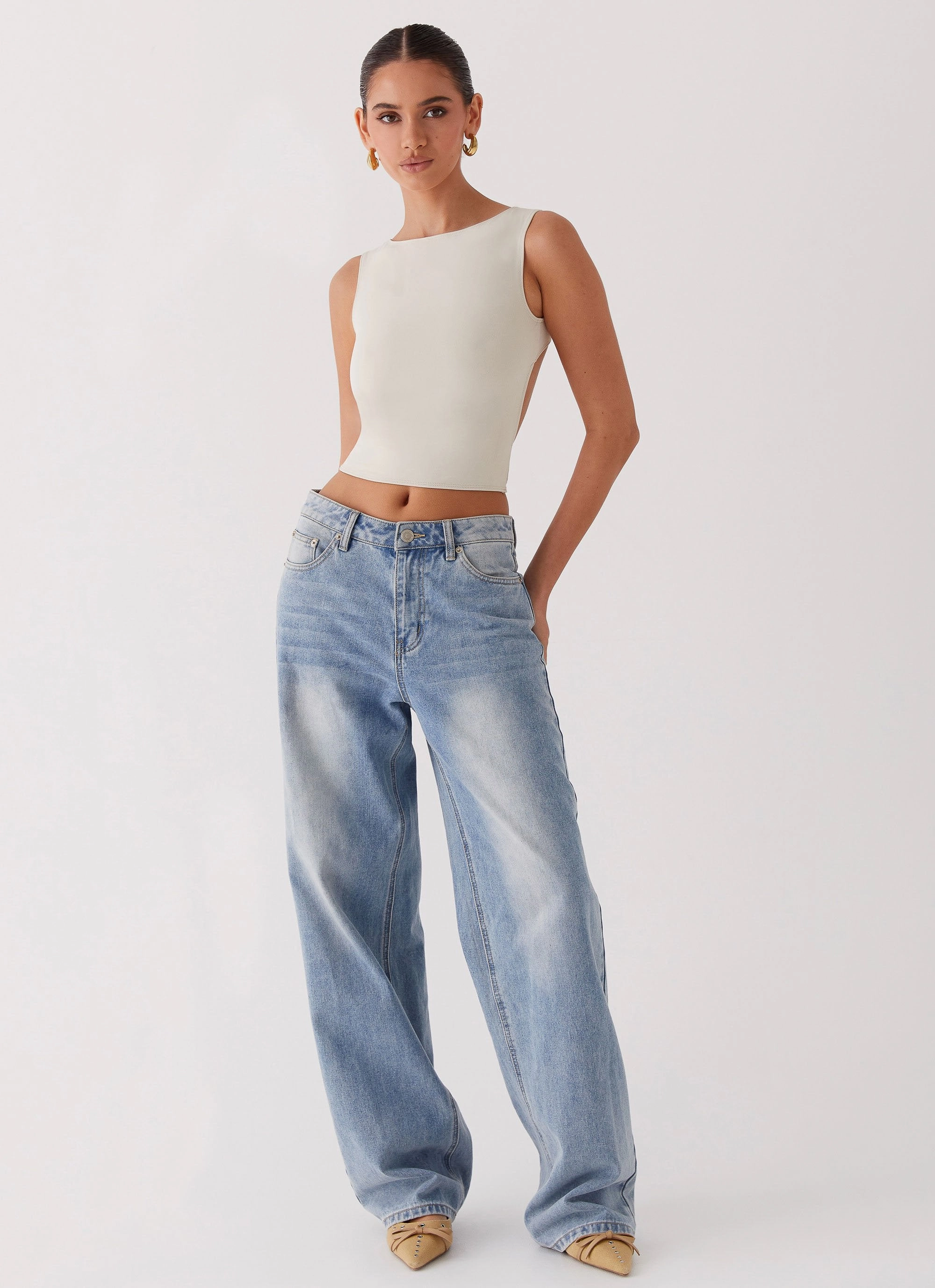 Saskie Crop Top - Ivory StretchMaterial