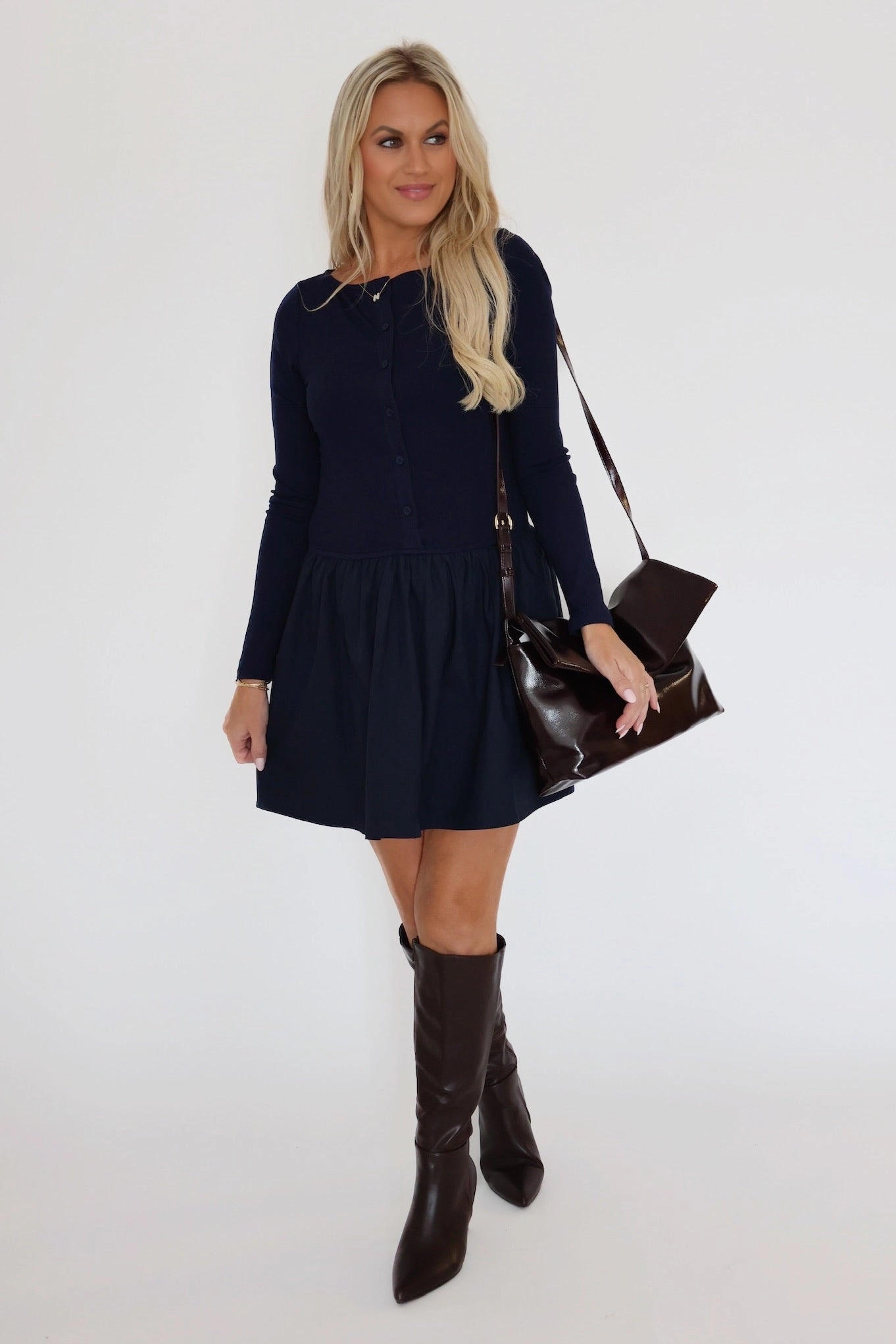 Denim Shirt AntiPilling Technology Olivia Knit Top Mini Dress