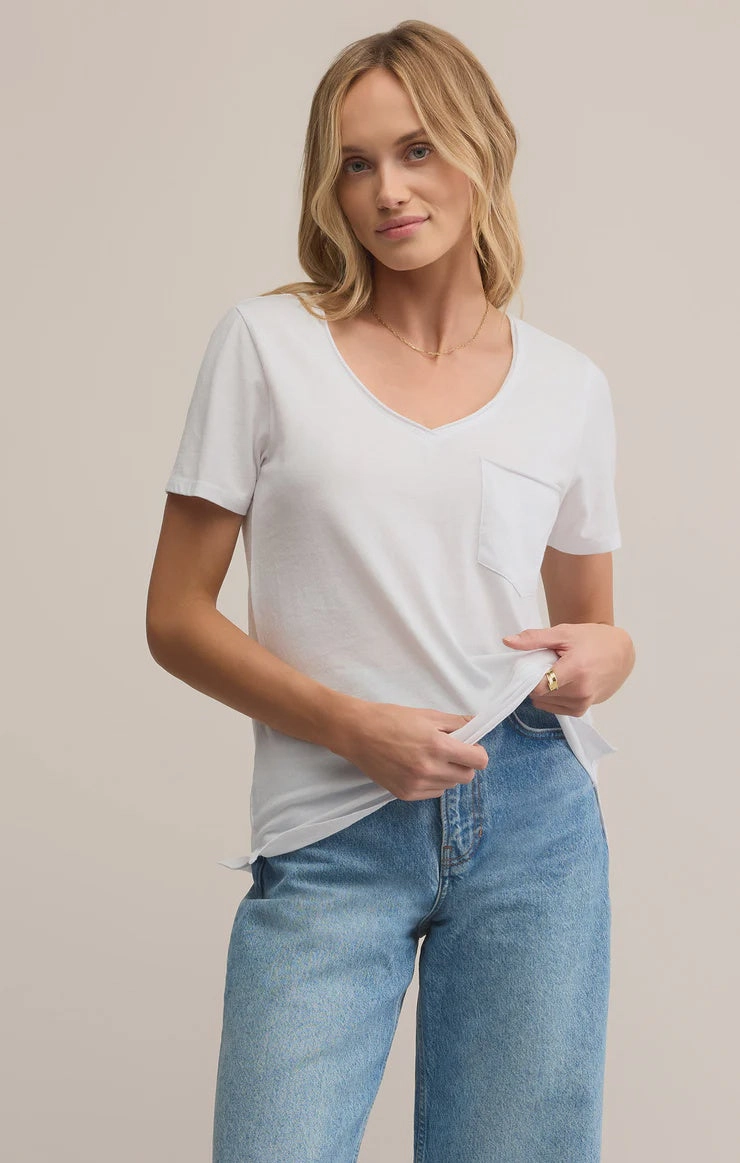 Modern Pocket Tee- White OversizedFit