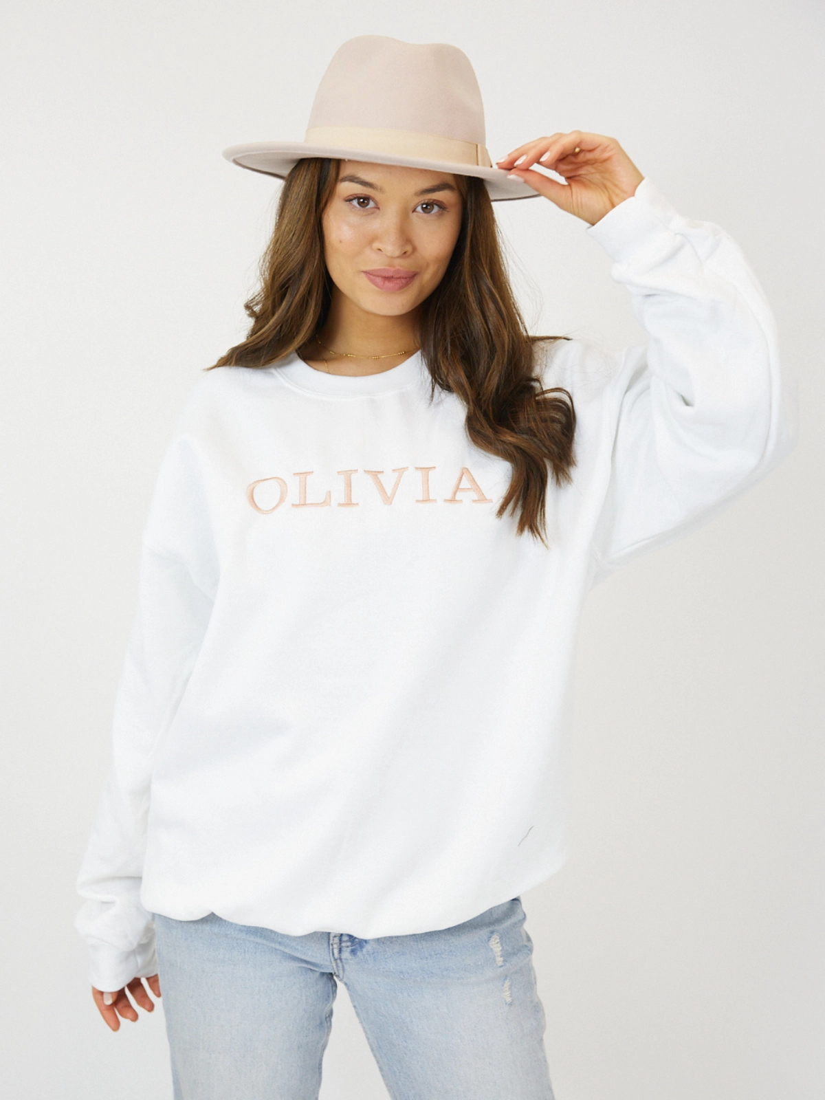 volleyball outfit Pia Personalised White Round Neck Sweater