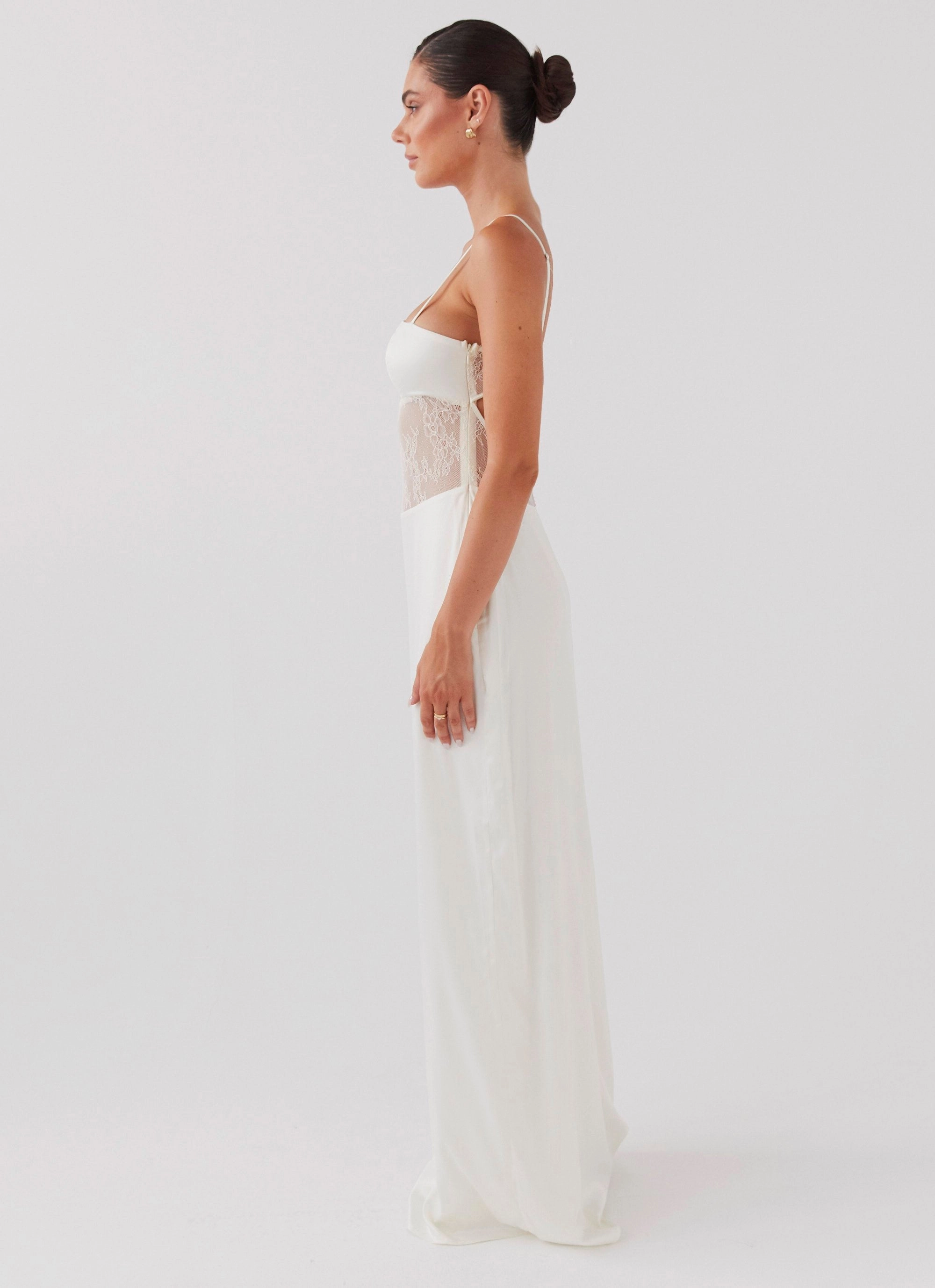 Bishop-Sleeve Palais Royale Lace Maxi Dress - Antique