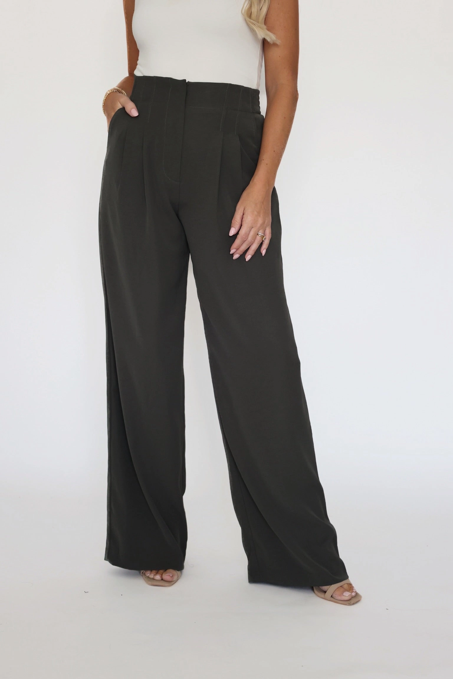 VersatileLayering Malibu Wide Leg Pants - Dark Olive
