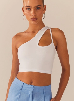 Adjustable Shoulder Straps Non Chafing Side Seams Cedar Crop Top - White