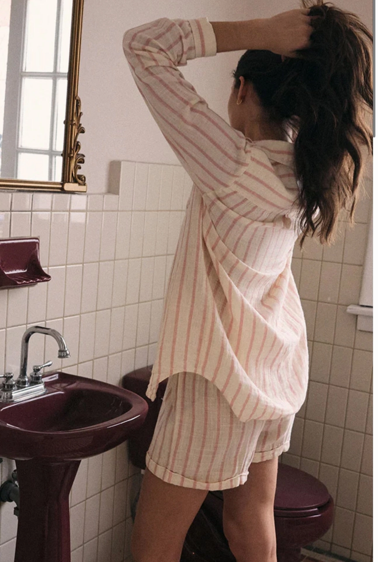 Morning Stripe Short - Bone (FINAL SALE) NonChafe Lining