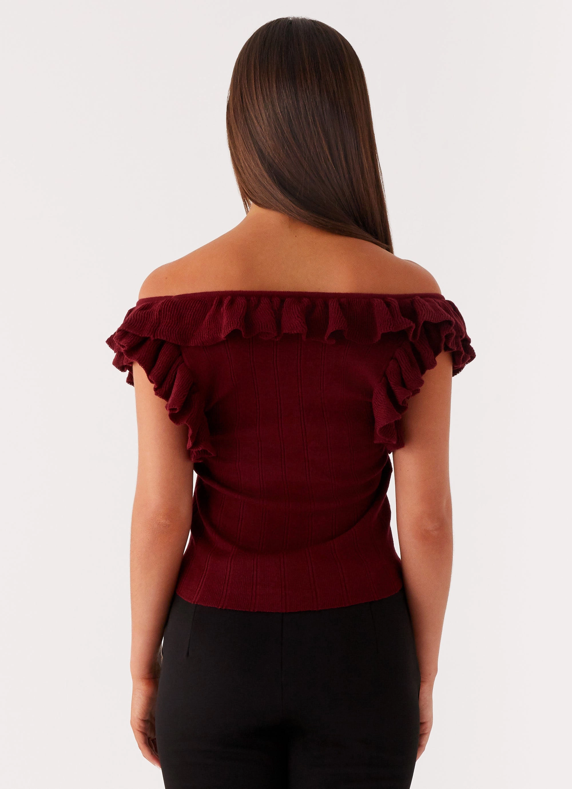 Built In Odor Control Keeta Frill Top - Burgundy