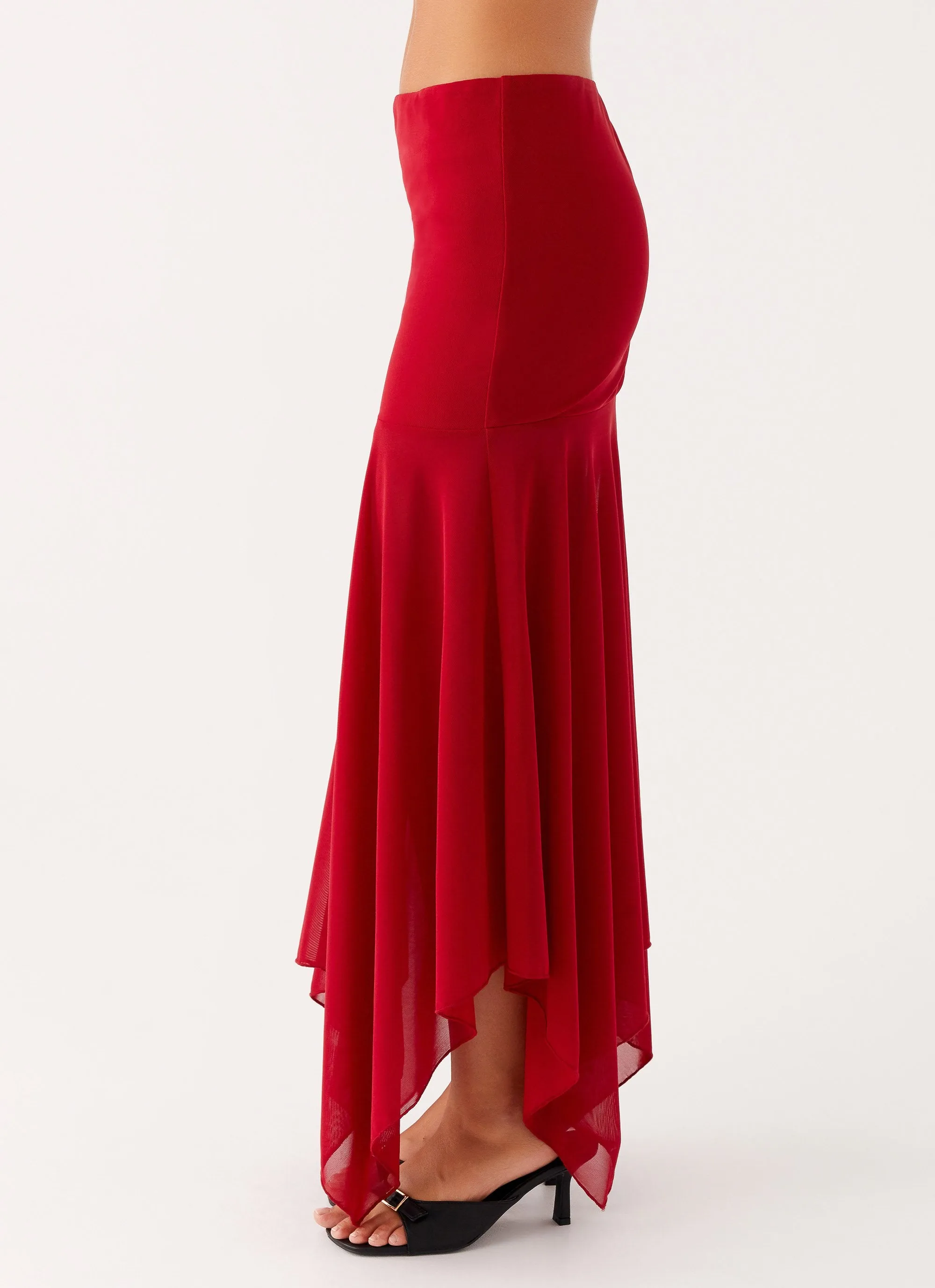 City Tones Casual Edge Dionne Maxi Skirt - Red