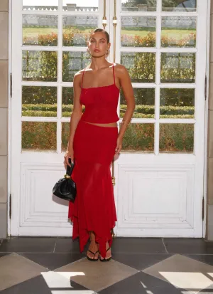 Breezy Fit Dionne Maxi Skirt - Red Machine wash safe Dionne Maxi Skirt - Red