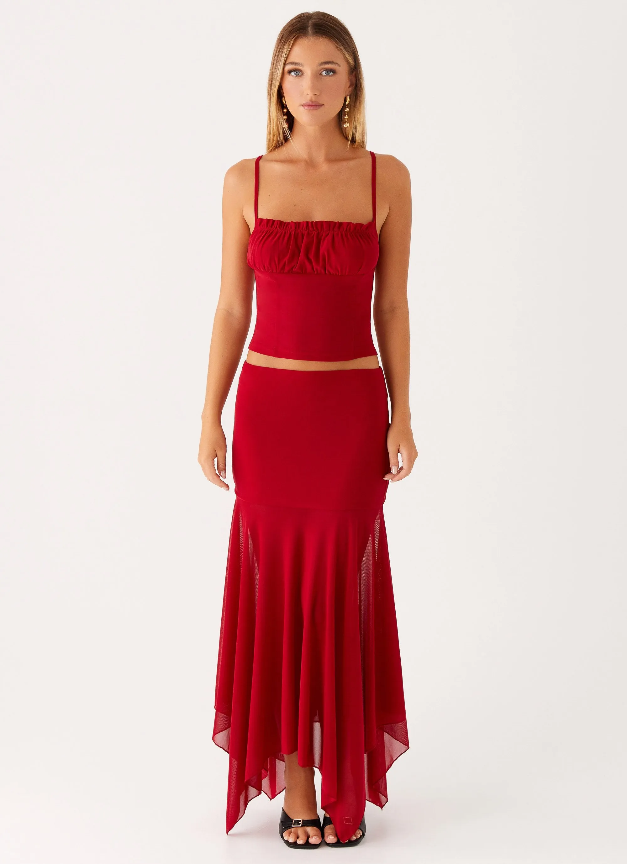 Dionne Maxi Skirt - Red Modern Design