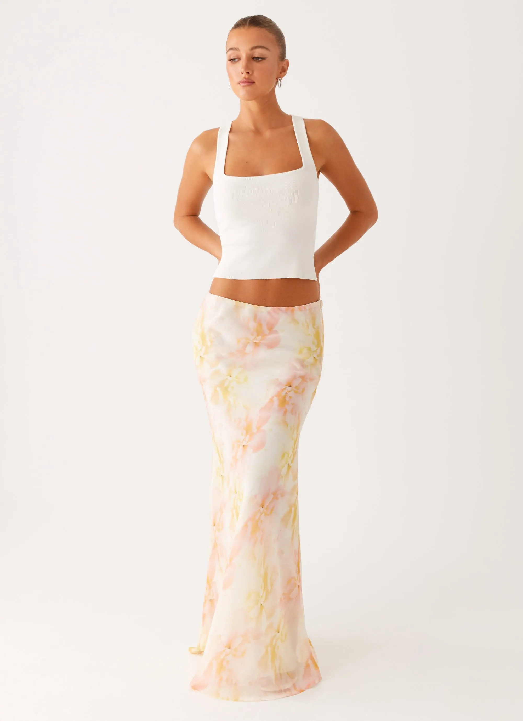 Harlow Chiffon Maxi Skirt - Floral Print Vibe Ready