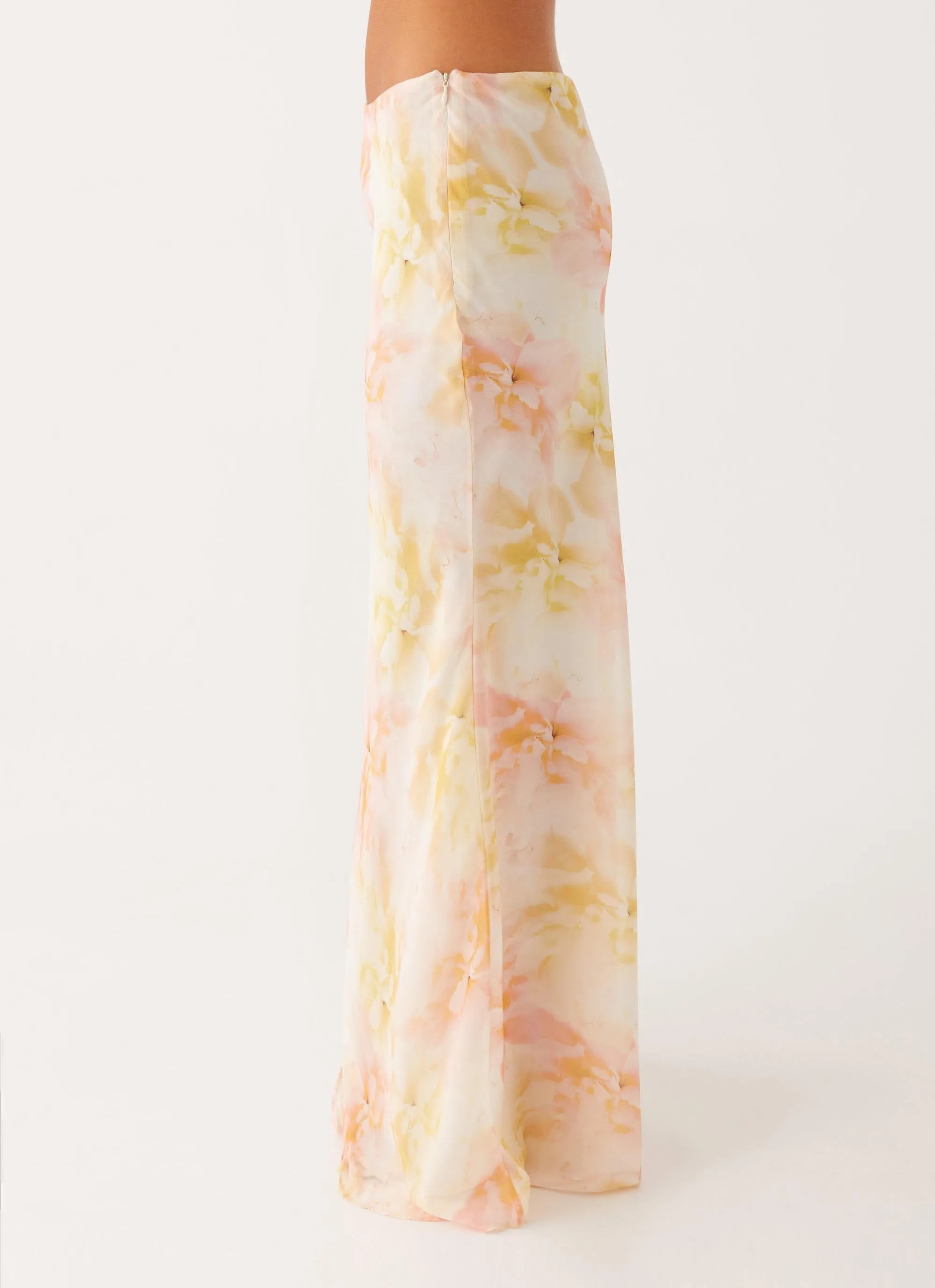 Harlow Chiffon Maxi Skirt - Floral Print Ventilated Panels