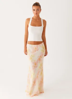 Harlow Chiffon Maxi Skirt - Floral Print Non see through