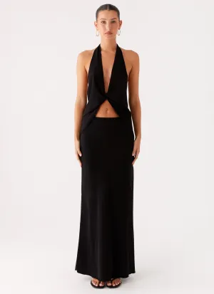 Michaella Chiffon Maxi Skirt - Black Tie Dye Style