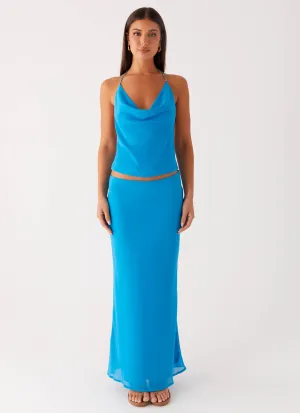 Breezy Layer Another Life Chiffon Maxi Skirt - Turquoise Twist Front Another Life Chiffon Maxi Skirt - Turquoise