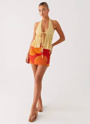 Breezy Palms Mini Skirt - Serene Orange Layered Outfit Moodboard Maxi length Breezy Palms Mini Skirt - Serene Orange