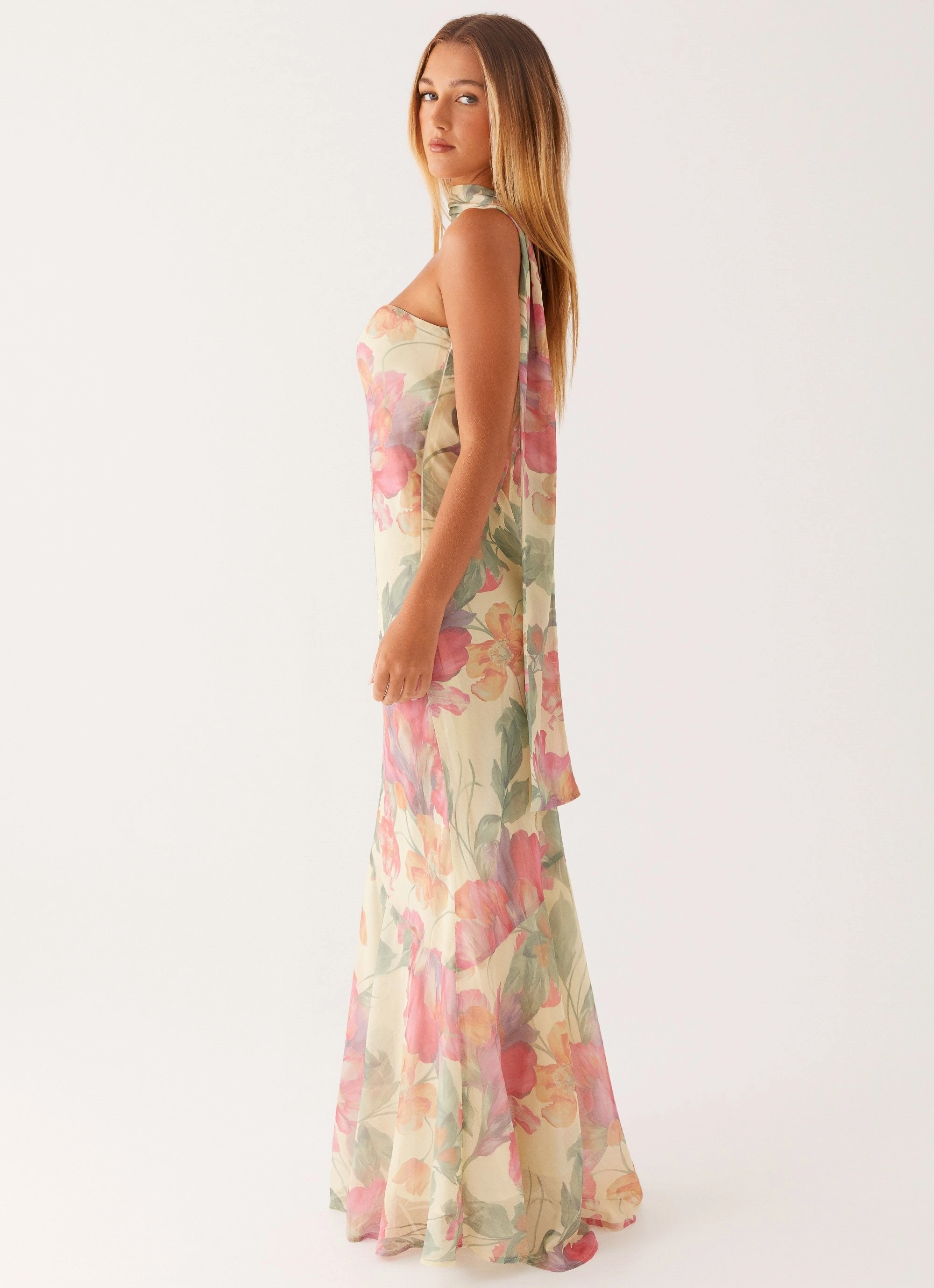 Flexible Waist Under The Pagoda Maxi Dress - Yellow Peony