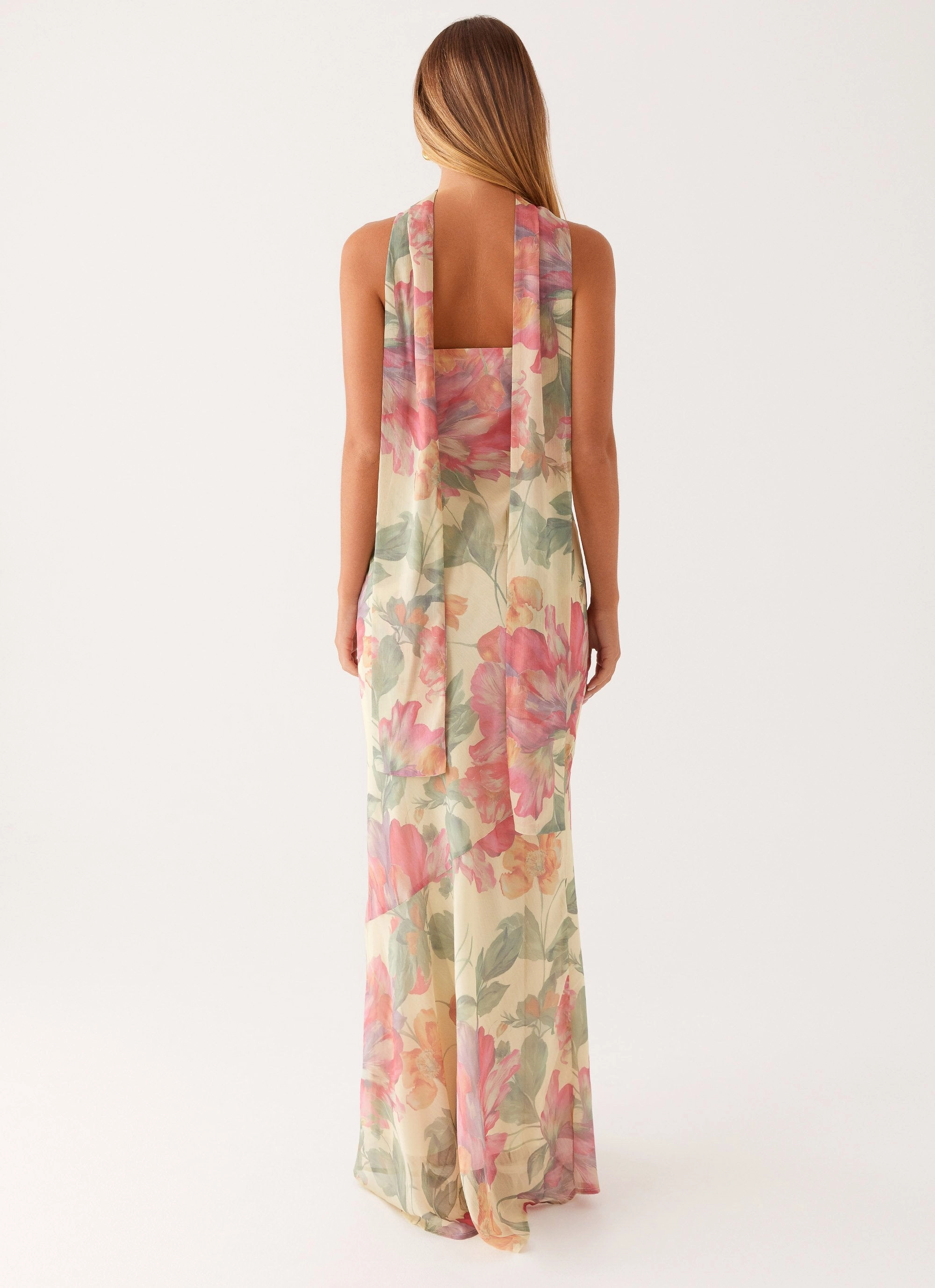 Pop Texture Spring Vibe Under The Pagoda Maxi Dress - Yellow Peony