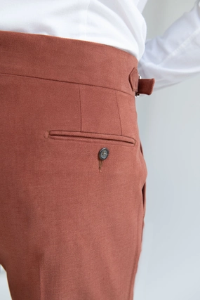 Brick cotton trousers "Soragna Capsule Collection" - Made in Italy