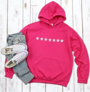 Bright Pink Silver Mini Stars Hooded Sweatshirt