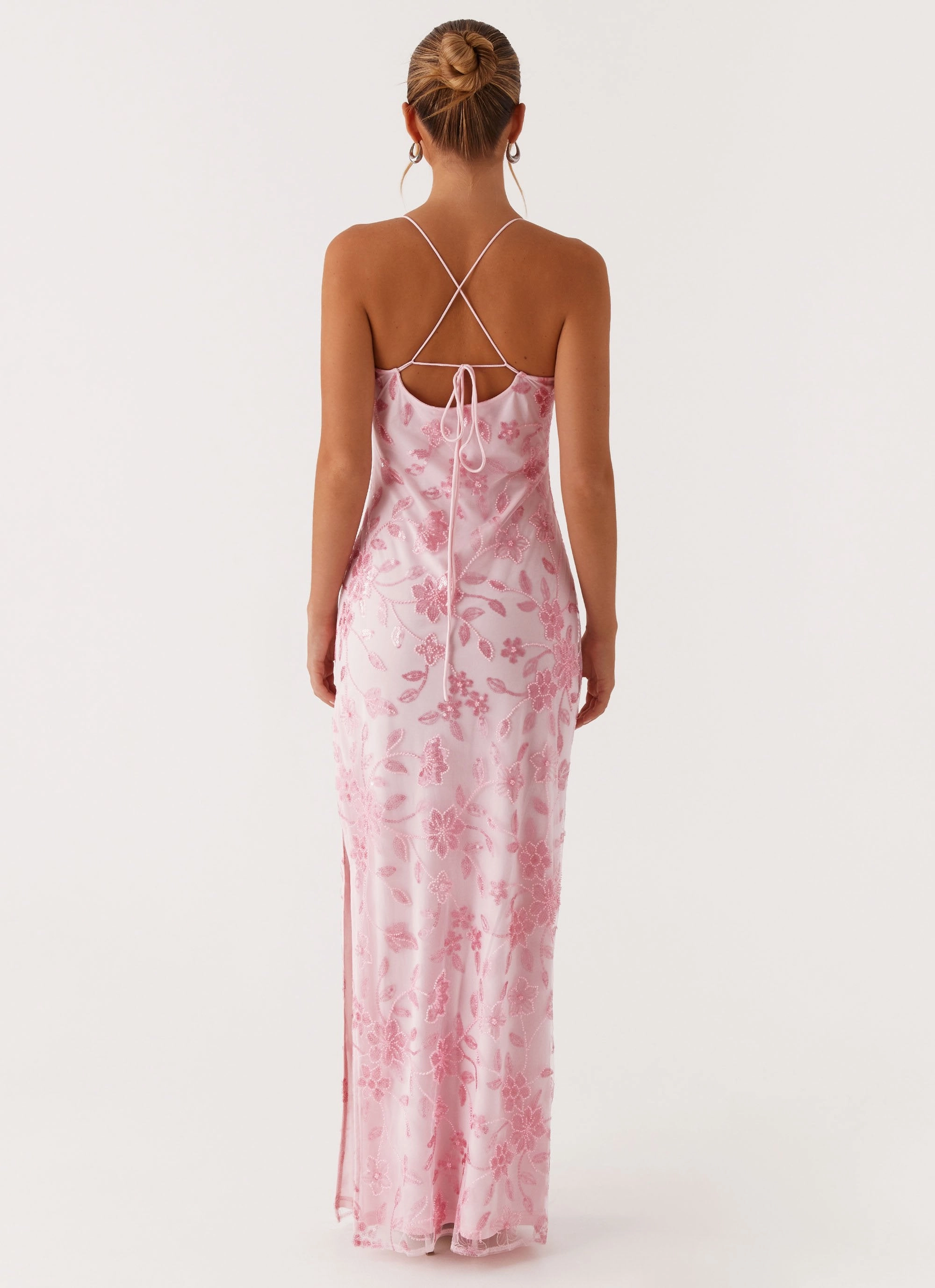 Soft Detail Smile Glow Bright Lights Beaded Maxi Dress - Pink