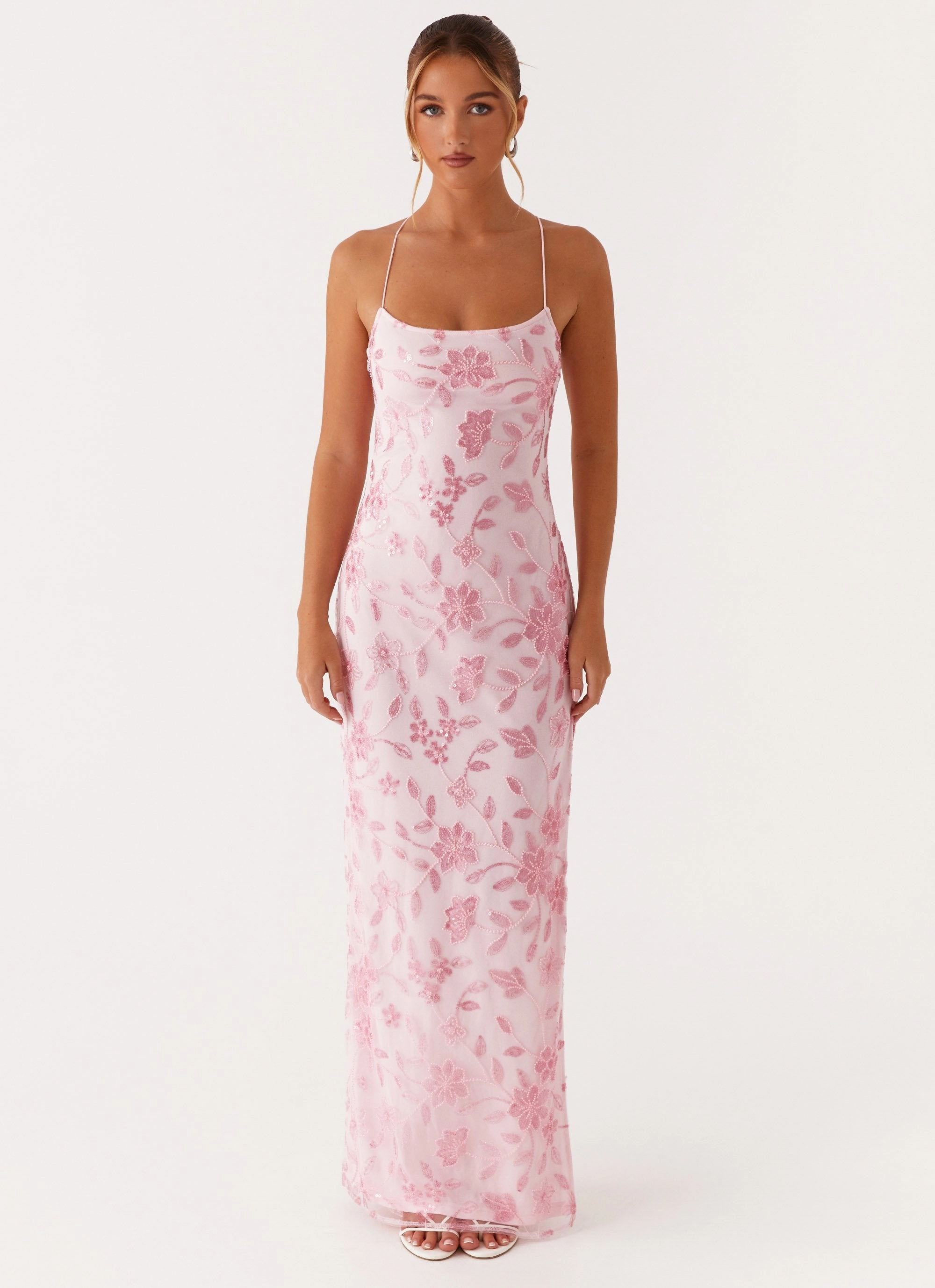 BreathableLining Bright Lights Beaded Maxi Dress - Pink