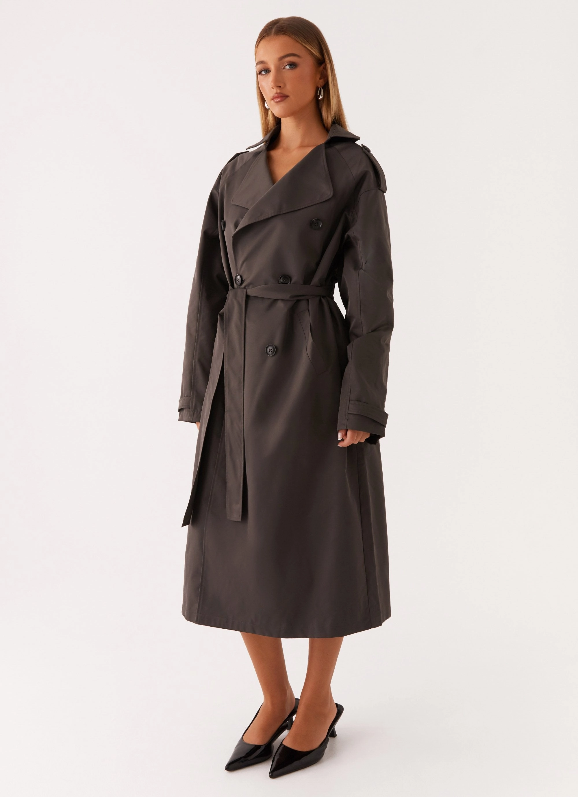 Brighton Oversized Trench Coat - Grey Anti Static Inner Layer