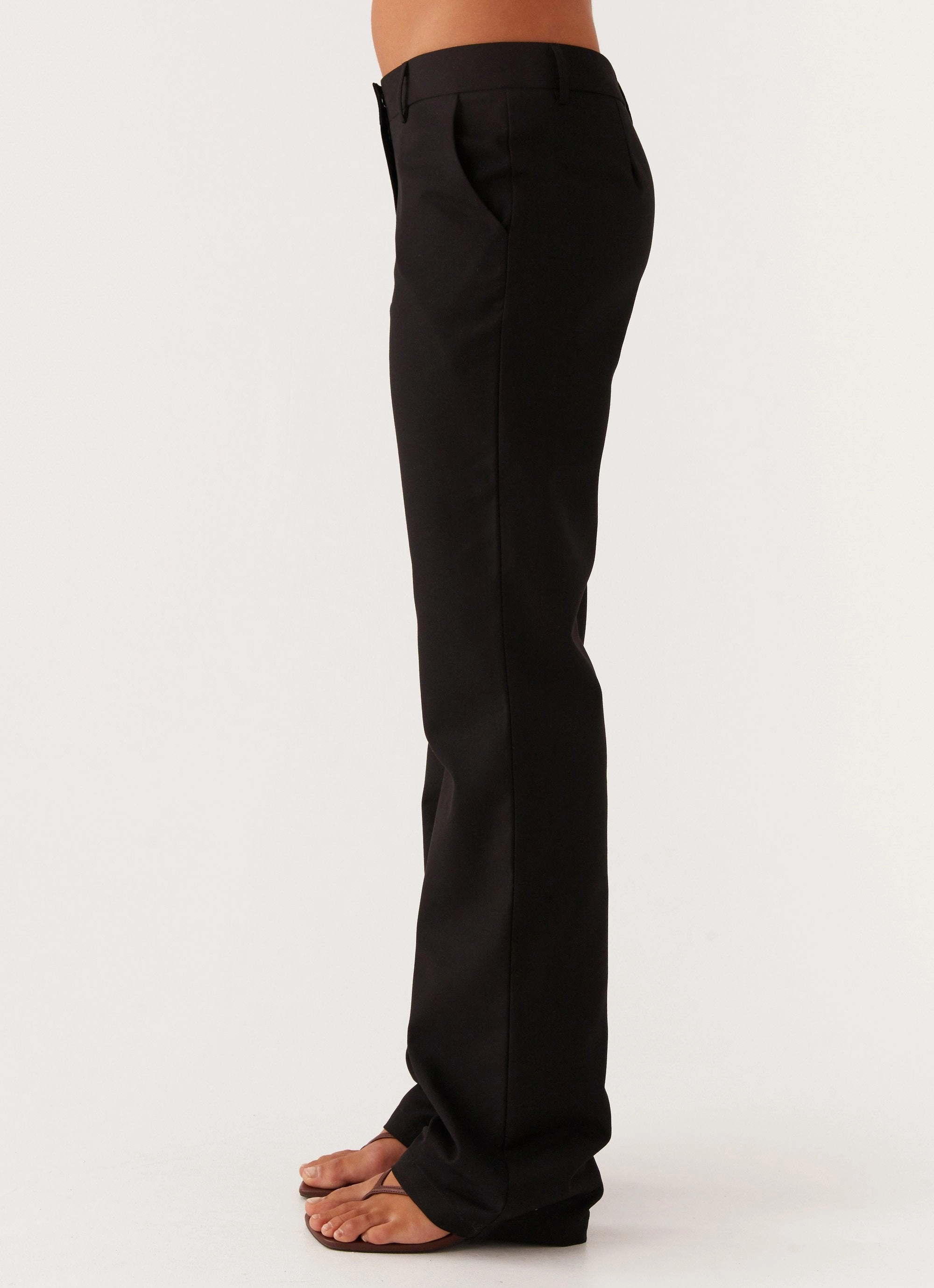 Britley Fitted Trouser - Black Embroidered Detail